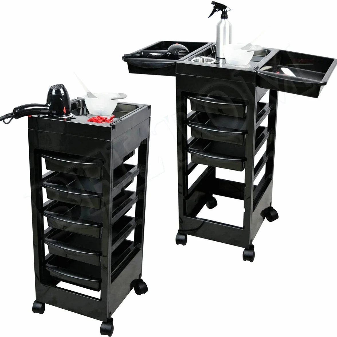 Beltom® Carrello Parrucchiere Porta PHON E CASSETTI Porta Oggetti Parrucchieri Estetista Massaggi Massaggio Tattoo Tatuaggi Pedicure Manicure