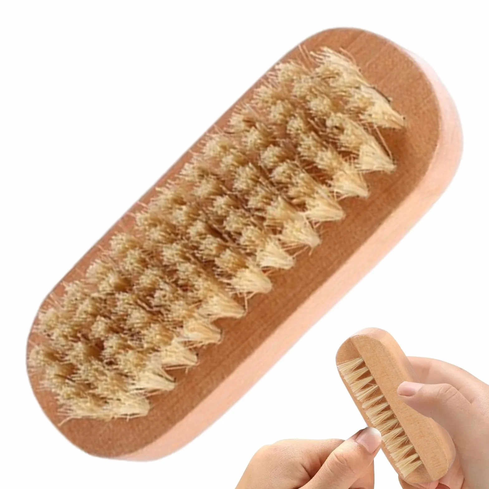Spazzola per unghie a doppia faccia - Strumento riutilizzabile per toelettatura in legno con setole di cinghiale, spazzola per manicure e pedicure per salone, spa, bagno, dormitorio | Cura delle unghi