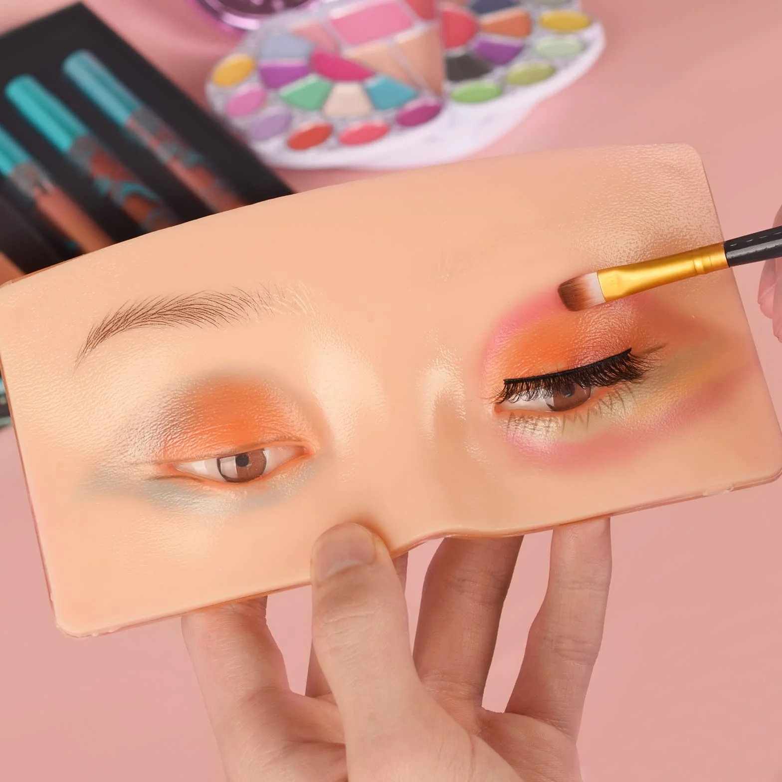 JimKing Trucco Pratica Board – Faccial Practice Skin per professionisti e principianti, modello realistico 3D per estensione ciglia, eyeliner e ombretto