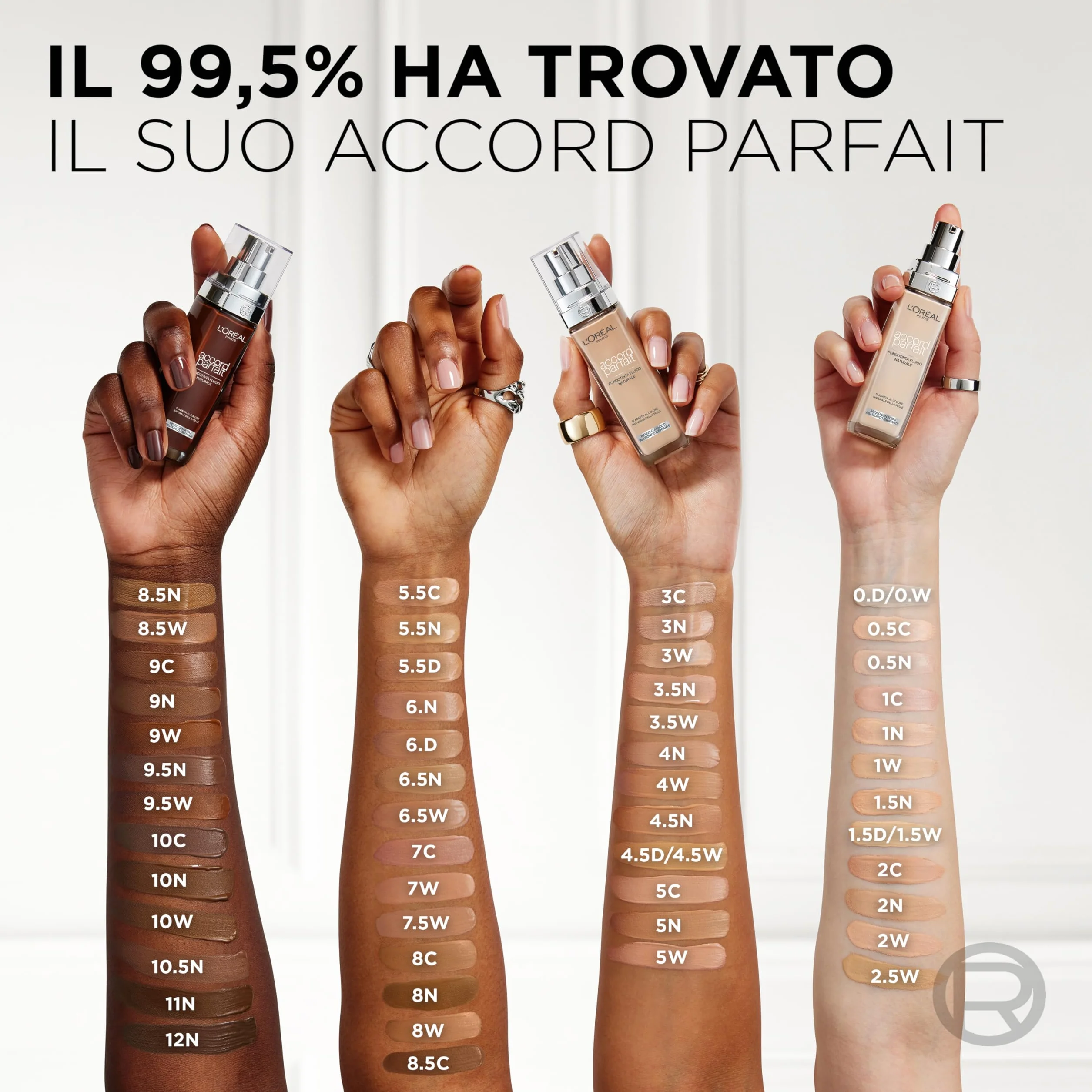 L'Oréal Paris Accord Parfait Fondotinta Liquido Tonalità 3D/W Warm Dorè Acido Ialuronico
