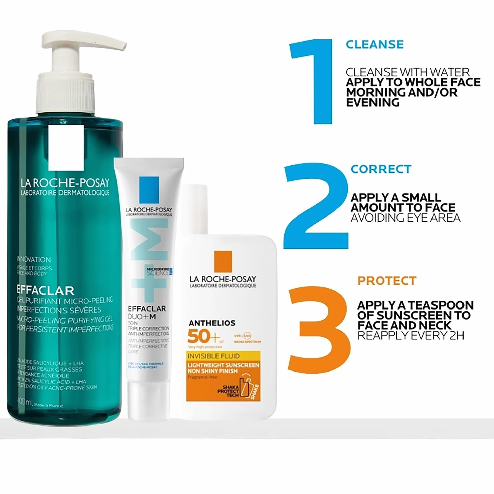 La Roche Posay Effaclar, Gel Purificante Micro-Peeling, Per Pelli Grasse a Tendenza Acneica, Azione Detergente, Pelle Levigata, Rimuove Sebo e Impurità + Routine Correlate a Questo Prodotto