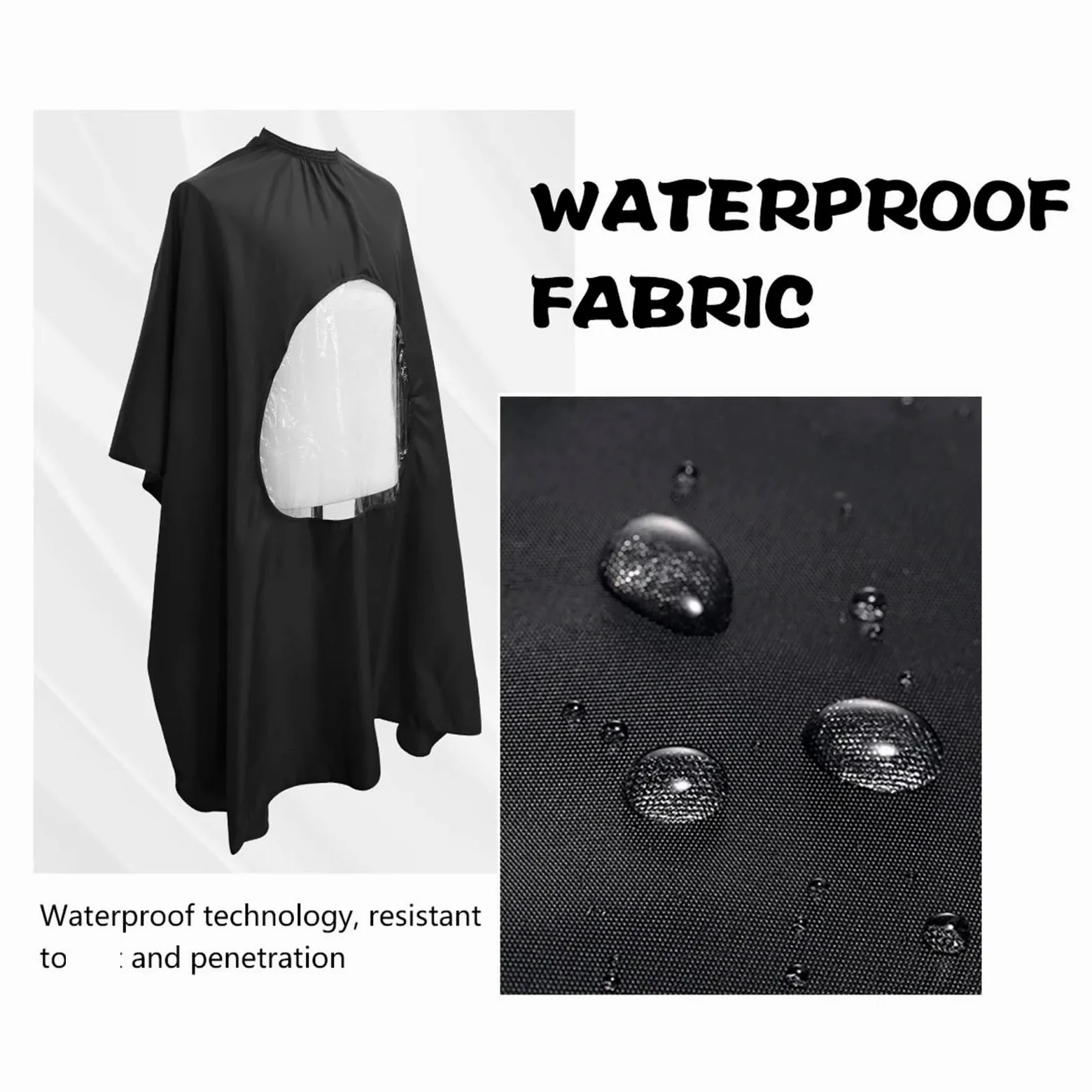 Capo Barbiere Mantella da parrucchiere da 3 pezzi Mantella da barbiere Finestra di visualizzazione trasparente Mantello for taglio di capelli impermeabile Prospettiva Grembiule da barbiere(White)