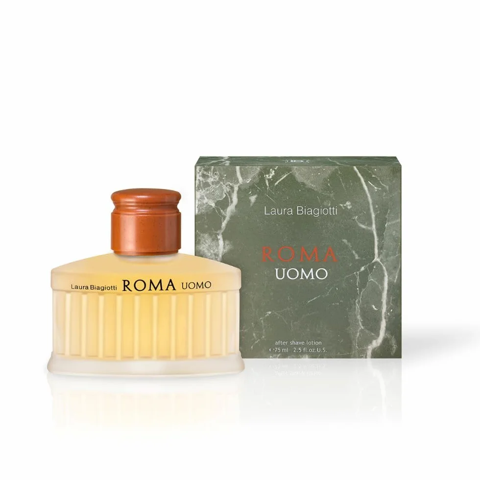 Laura Biagiotti – Roma Uomo Eau de Toilette 75 ml – Profumo Uomo – Fragranza Orientale Legnosa – Note Seducenti e Speziate – Iconico Flacone Ispirato al Pantheon Romano