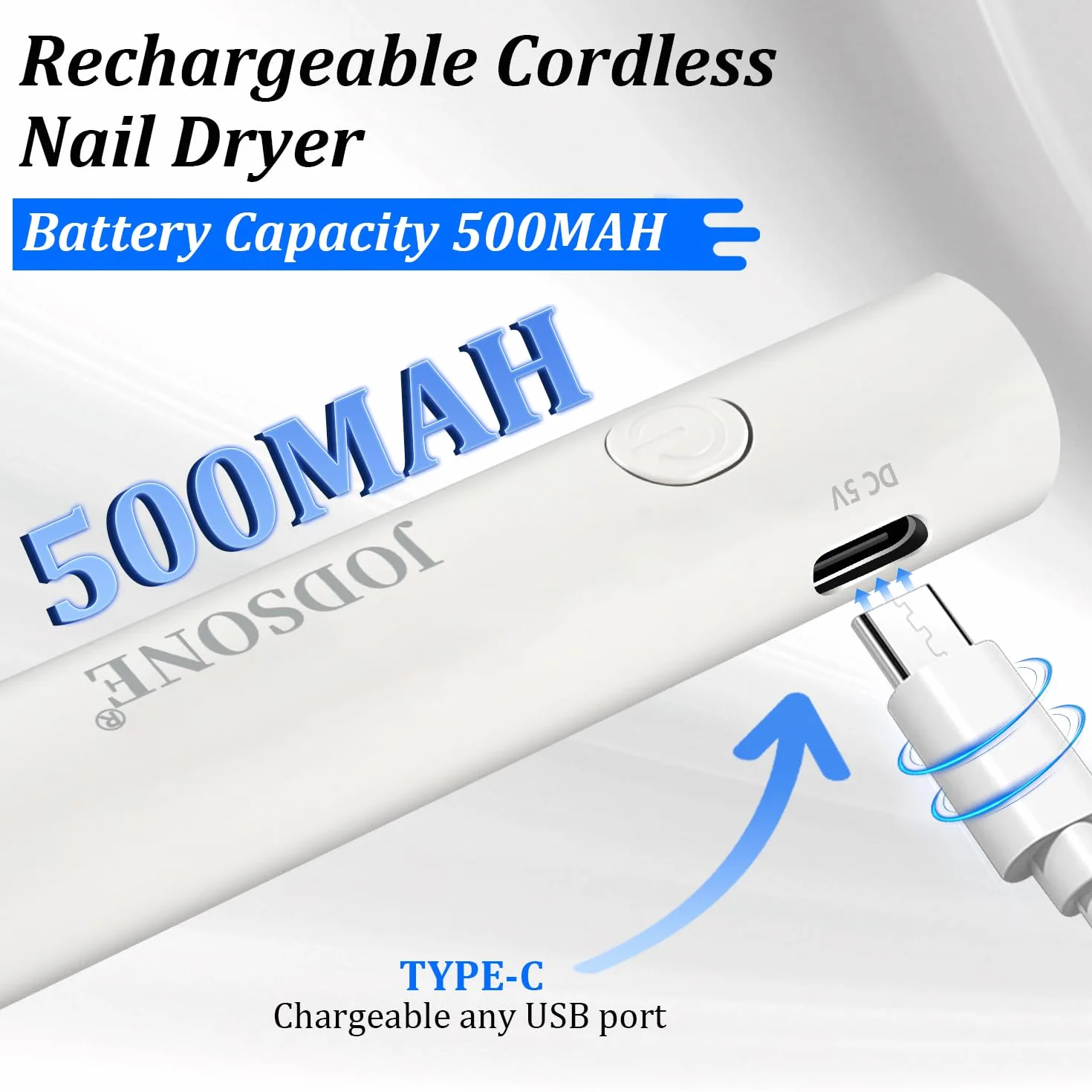 JODSONE Lampada UV per Unghie Portatile Piccola con Magnete e Display LCD - Lampada LED Ricaricabile Maniüre per Casa, Design Compatto e Maneggevole, Bianco