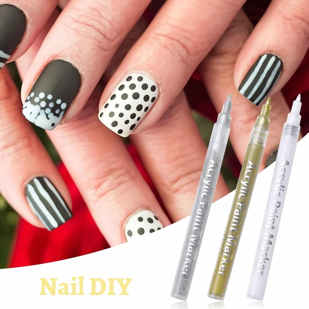 JEYORZY 3 Pcs Pennino 3D,Penne per French Unghie 3D,Penna Manicure,per Nail Art Fai da Te,Nail Art per Donne e Ragazze,Smalto Unghie,Linea Nail Art,Graffiti