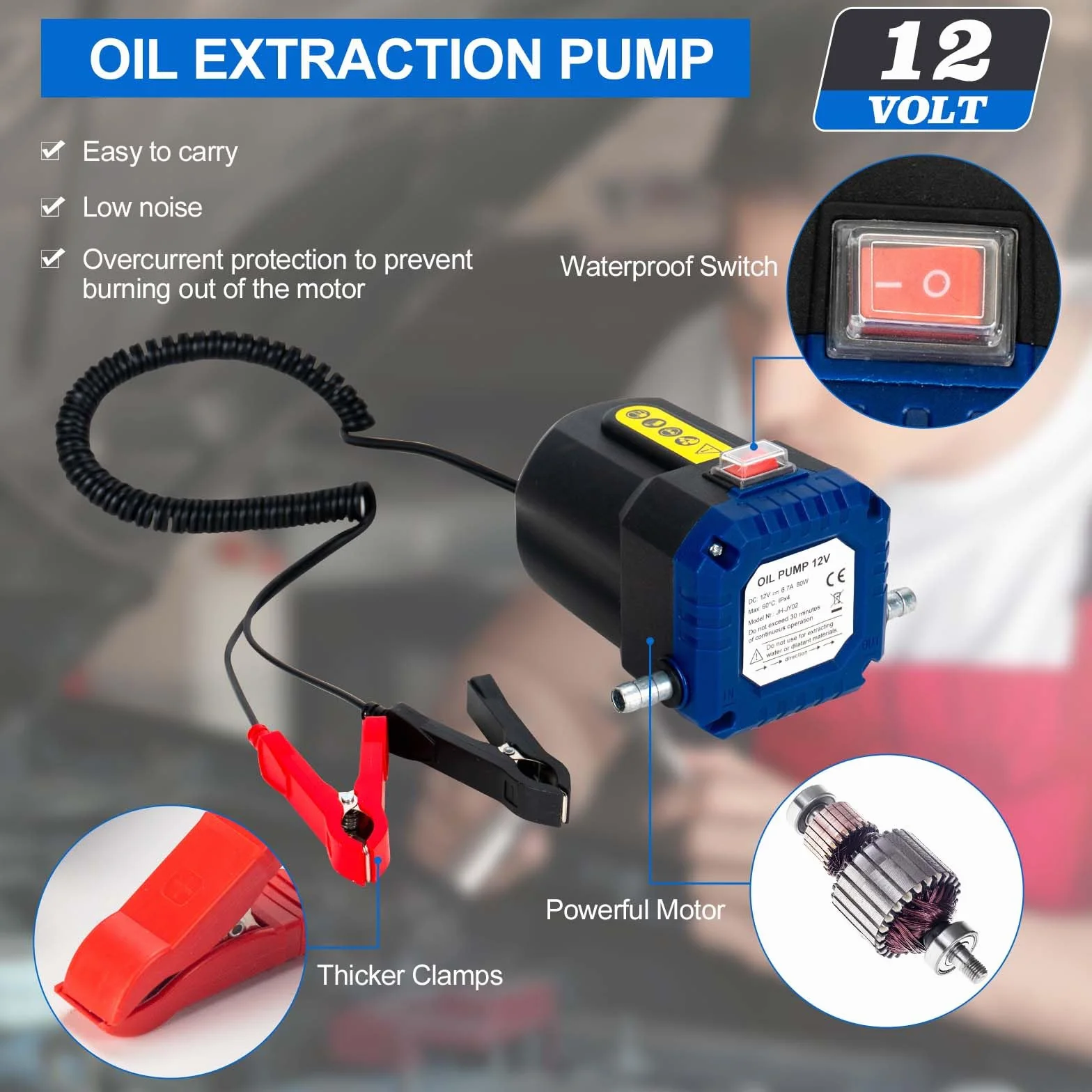 Estrattore di Pompa per Cambio Olio 12V 80W con Tubo