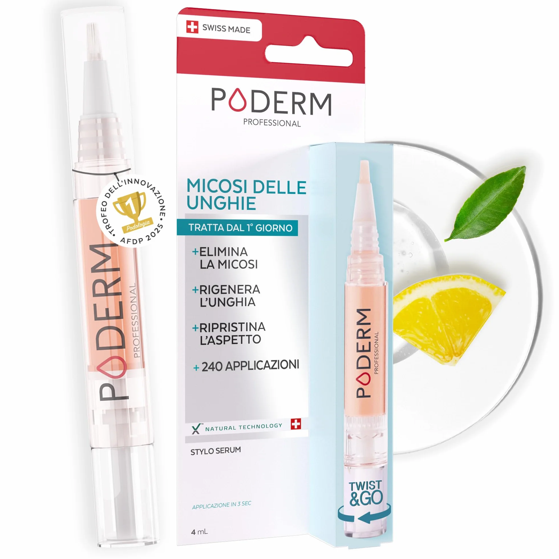 Poderm Penna Siero per il Trattamento della Micosi delle Unghie – Sviluppata da un Podologo – Prodotta in Svizzera – Penna Supplend per la Cura delle Unghie di Mani e Piedi – Trattamento per Infezioni