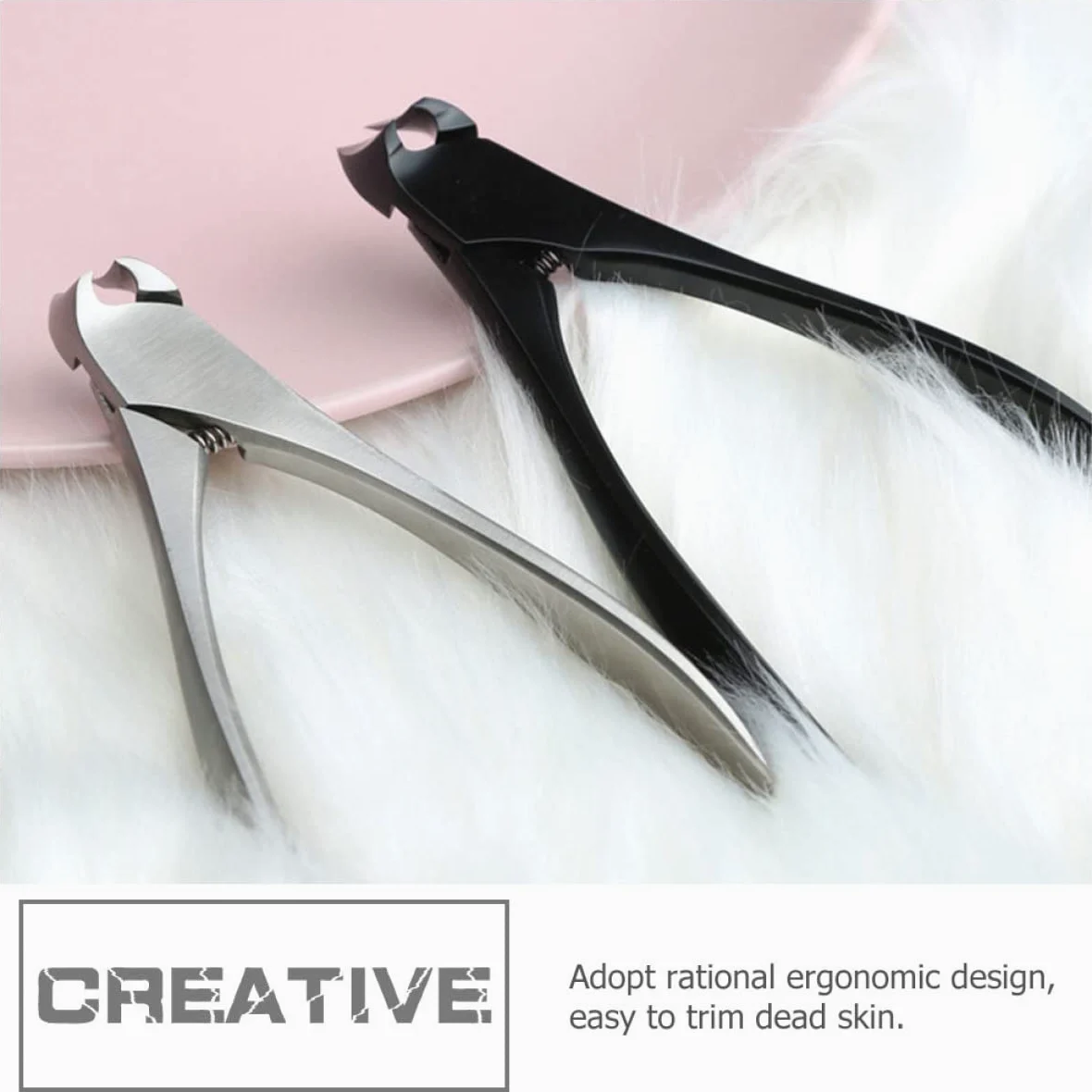 Tronchesino Unghie in Acciaio Inox Nero a Presa, Taglio | Groove Clamp per Manicure e Casa, Design Creativo, per Unghie Spesse o Incarnite