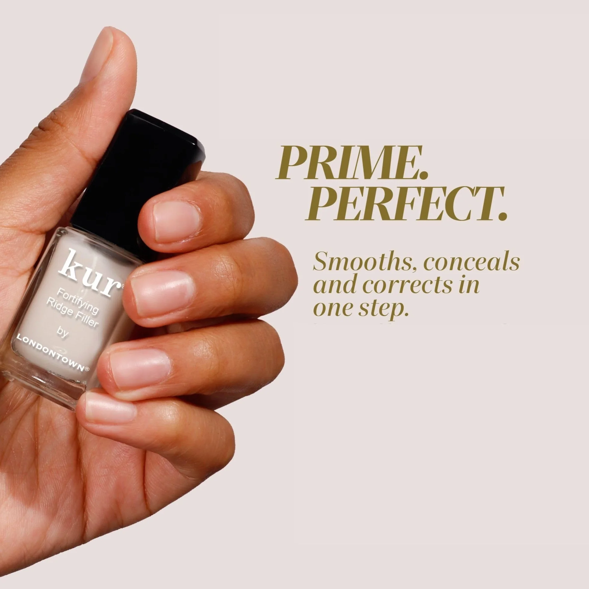 LONDONTOWN Kur Nail Ridge Filler – più liscia – rinforzante – riempitivo per unghie irregolari danneggiate – base fortificante, autolivellante, vegano, cruelty free, senza parabeni, trasparente, 11,8