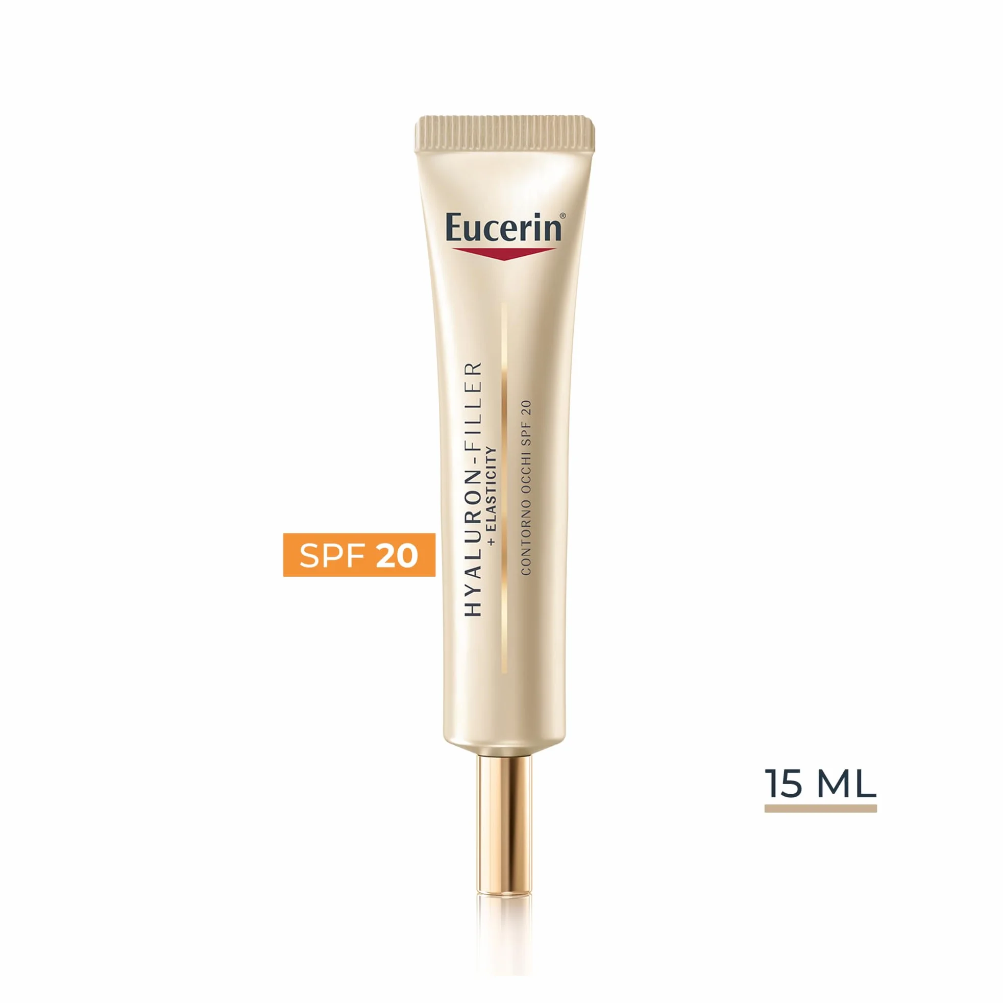 Eucerin Hyaluron-Filler + Elasticity Contorno Occhi SPF 20 15ml, Crema contorno occhi antirughe e crema occhiaie 2in1, Formula con Acido Ialuronico per tutti i tipi di pelle