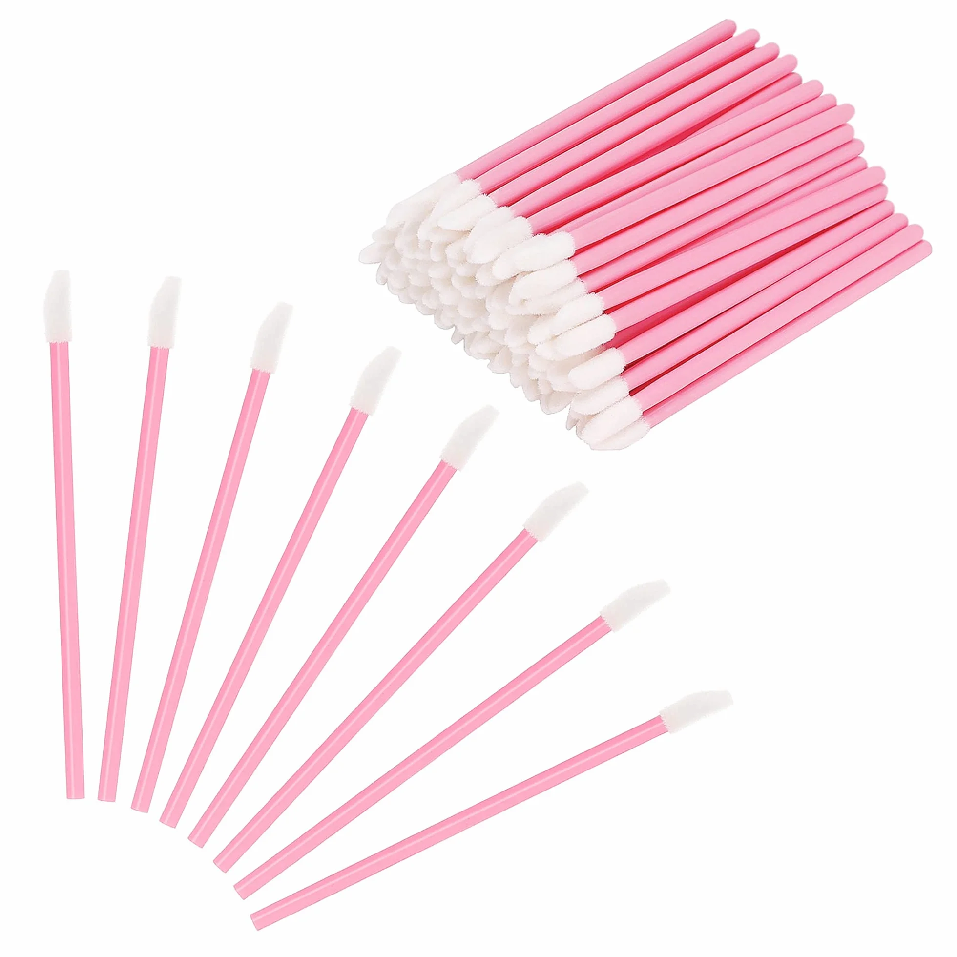 100 pennelli usa e getta per labbra, mini rossetto, correttore, applicatore per labbra, applicatore per il trucco (rosa)