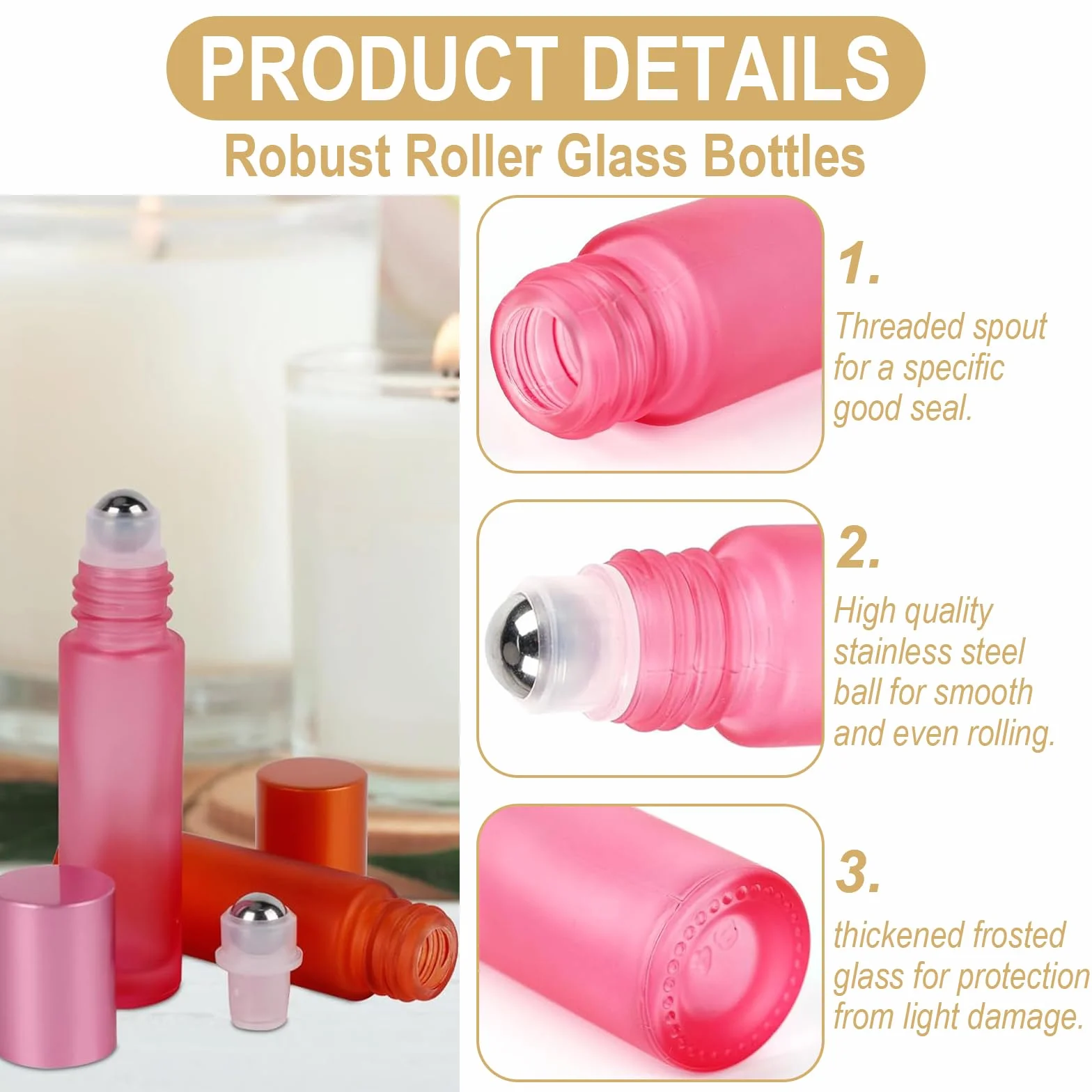 10 ml flacone Roll on Vuoto, 10 Pezzi flaconi Roll on per Oli - flaconi in Vetro Oli Essenziali, aromaterapia, profumi e Cosmetici, Moderni (10 Colori)