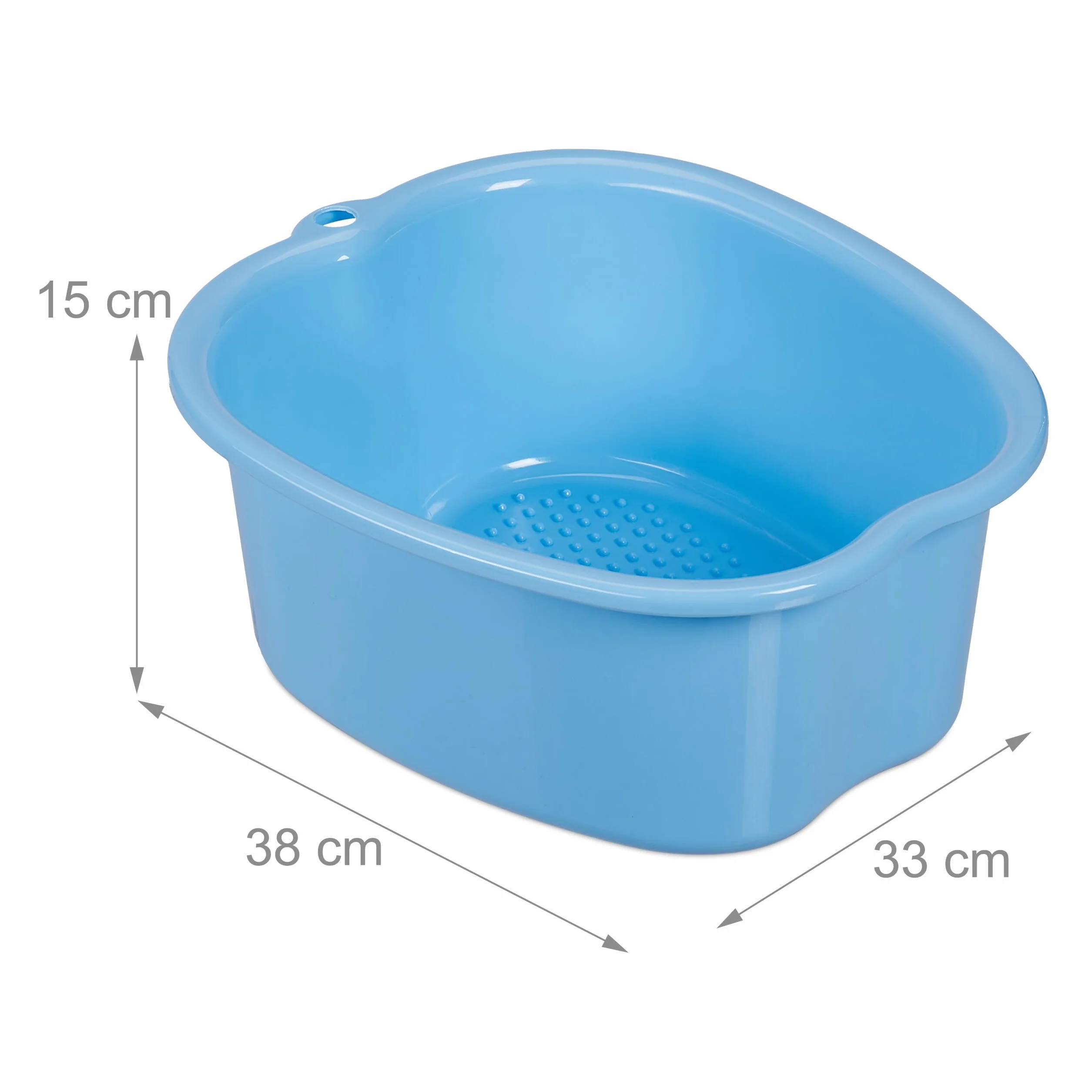 Relaxdays Vaschetta Pedicure, Vasca per Pediluvio, Bacinella Lavapiedi 15x33x38 cm, Catino per Piedi, Foot Spa, Azzurro