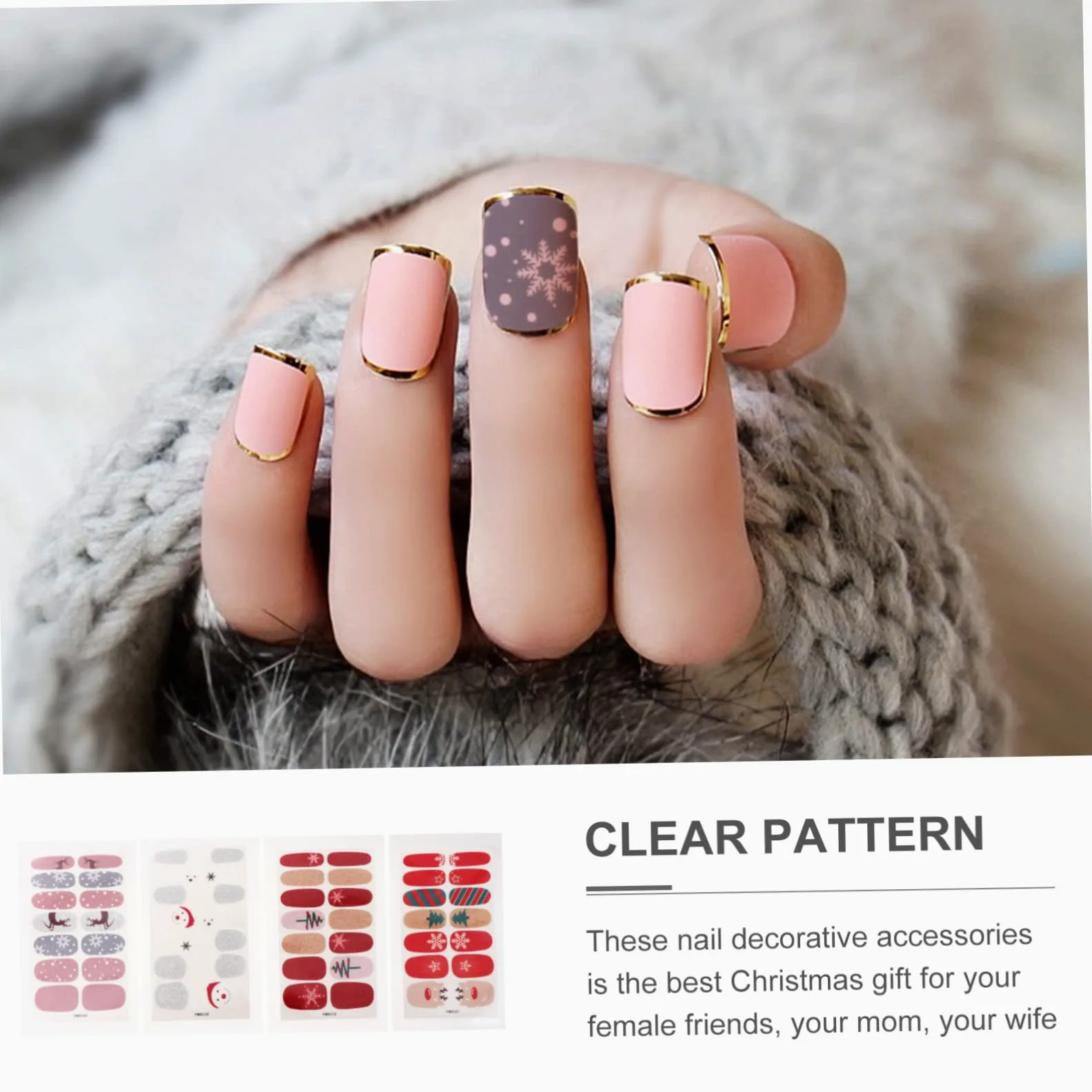 Healeved 24fogli Adesivi Per Unghie Natalizi Di Wraps Decorativi Per Unghie Design Festivo Per Nail Art Perfetti Per Natale e Feste Facili Da Applicare e Rimuovere