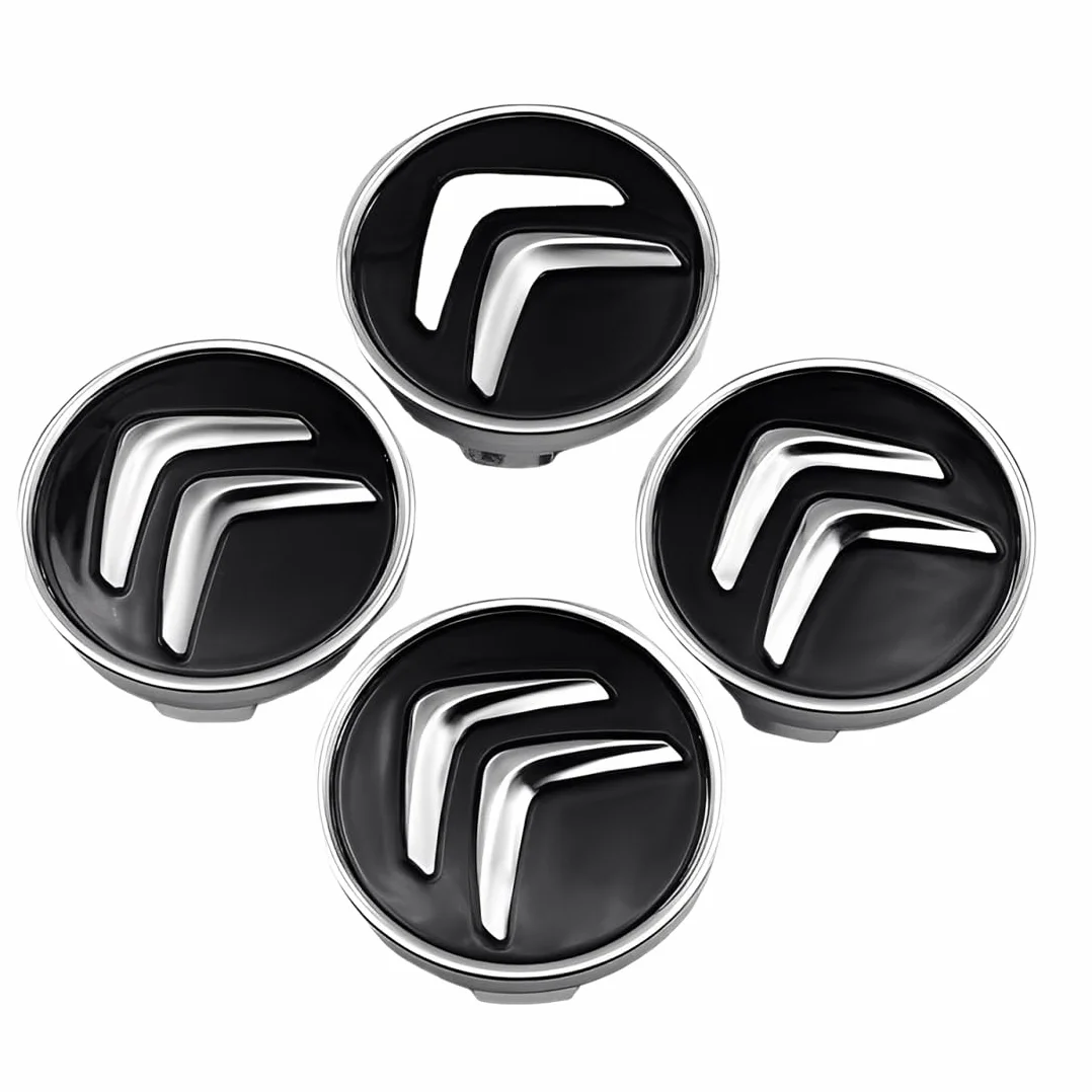 Pezzi Coprimozzo Citroen 60mm C1 C3 C4 C5 C6 DS3 Fregi Cerchi In Lega Logo Nero