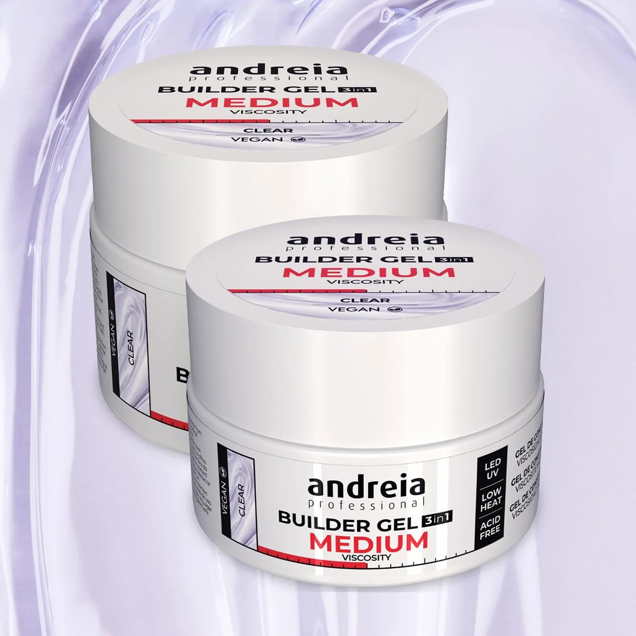 Andreia Professional - Gel di costruzione per unghie, Viscosità media, perfetto come base e top coat, kit nail art LED & UV, prodotto vegano e neutro in carbonio, trasparente 44 g