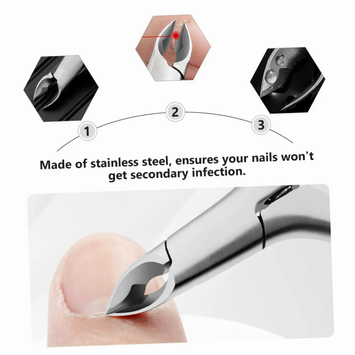 Mipcase 3pezzi Forbici Per Rimozione Cuticole e Morta Strumento Manicure Ergonomico Inossidabile Design Semplice e Pratico Per Uso Domestico e Professionale Nero