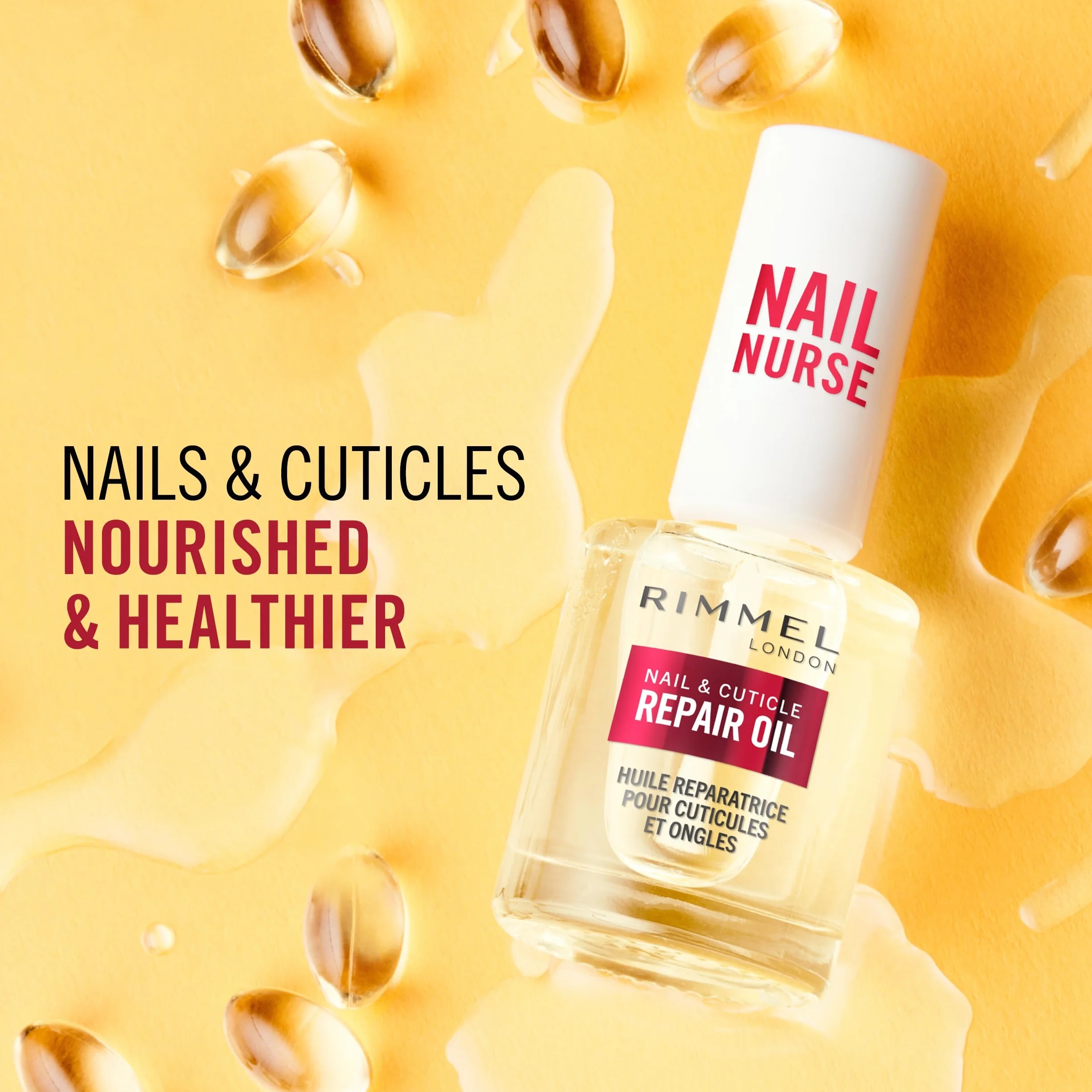 Rimmel London, Nail Care Cuticle Repair Oil, Olio Idratante riparatore per Unghie e Cuticole, Formula Vegana con Vitamina E, 8ml