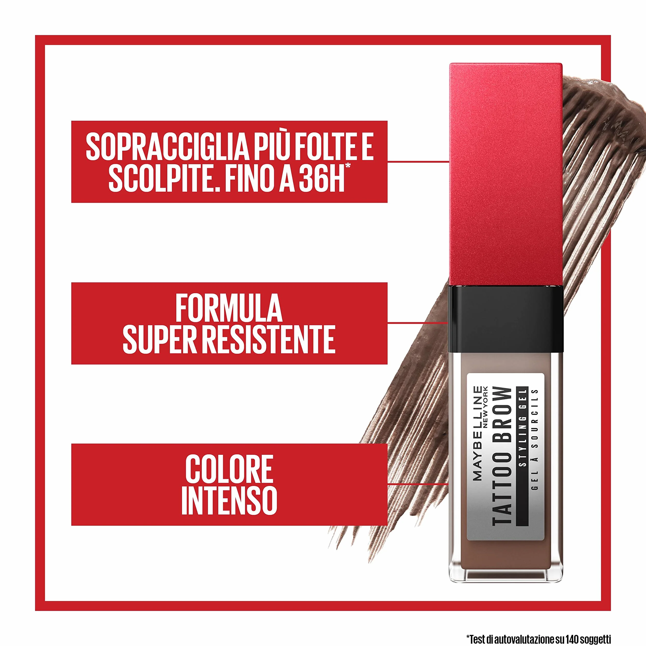 Maybelline New York Gel Sopracciglia, Per un Look Definito, Pieno e Dal Finish Naturale, Tenuta Fino a 36h, Tattoo Brow 3D Styling Gel, 260 DEEP BROWN