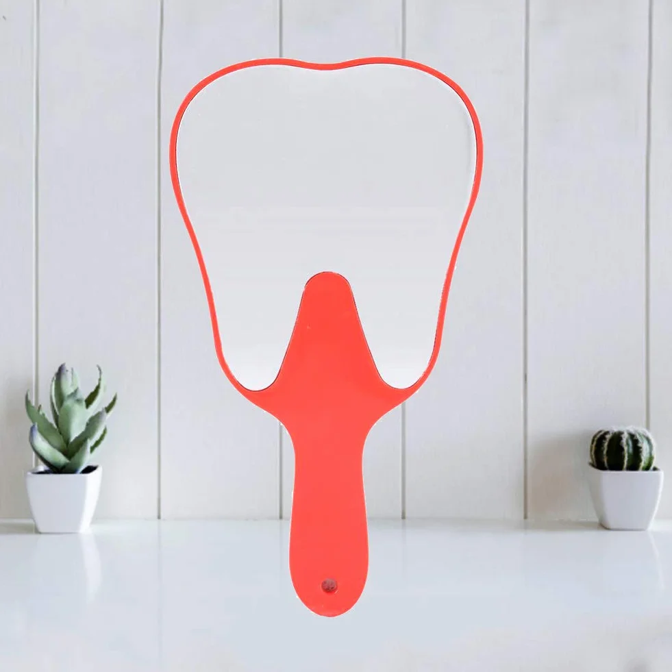 Specchietto per Cure odontoiatriche, Manico in plastica, Rosso