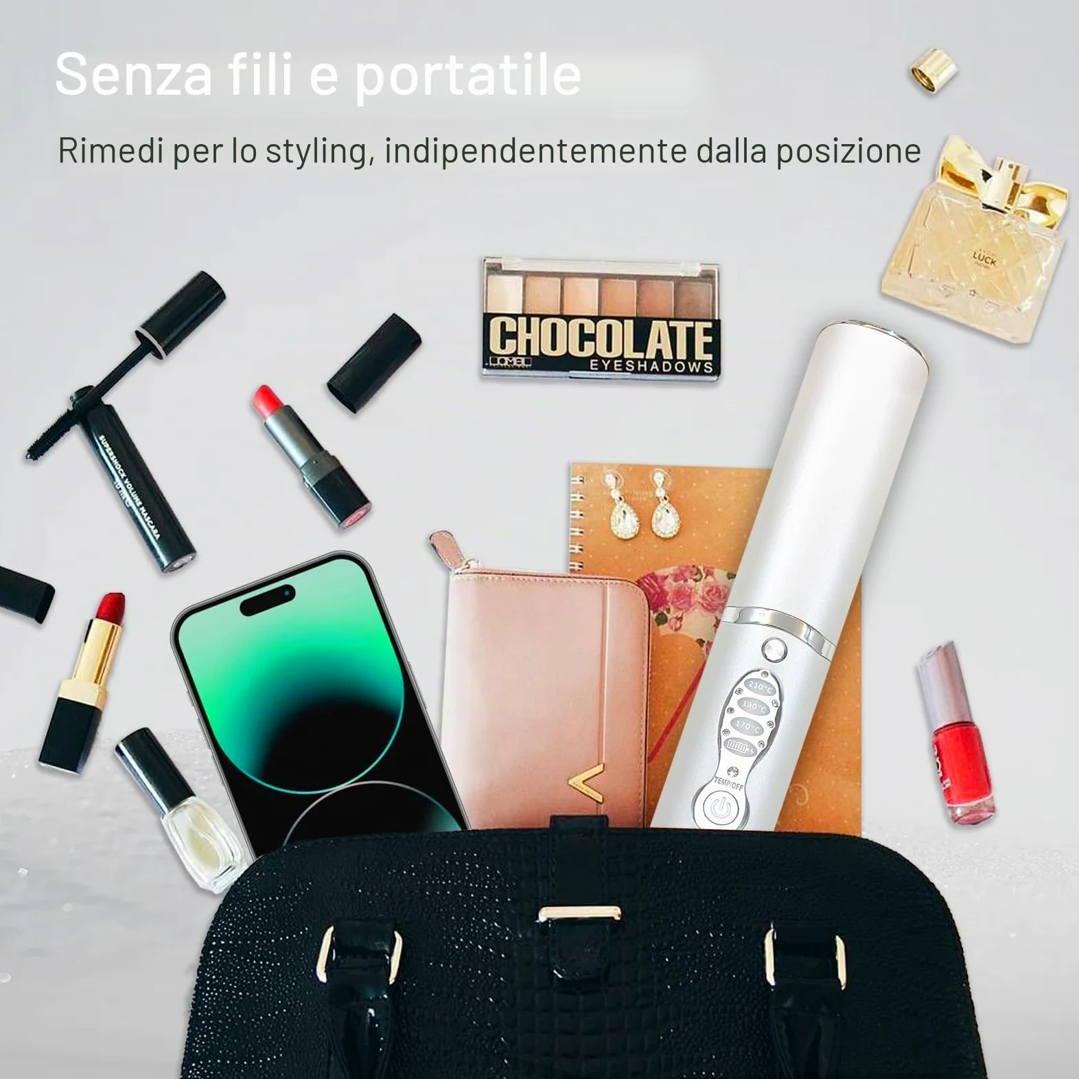 Piastra Capelli Senza Fili con Batteria 5000 mAh, Piastra e Ferro Arricciacapelli 2 in 1, 3D Titanio, Mini Piastra Portatile da Viaggio con Copertura Antiscottatura, Riscaldamento Rapido