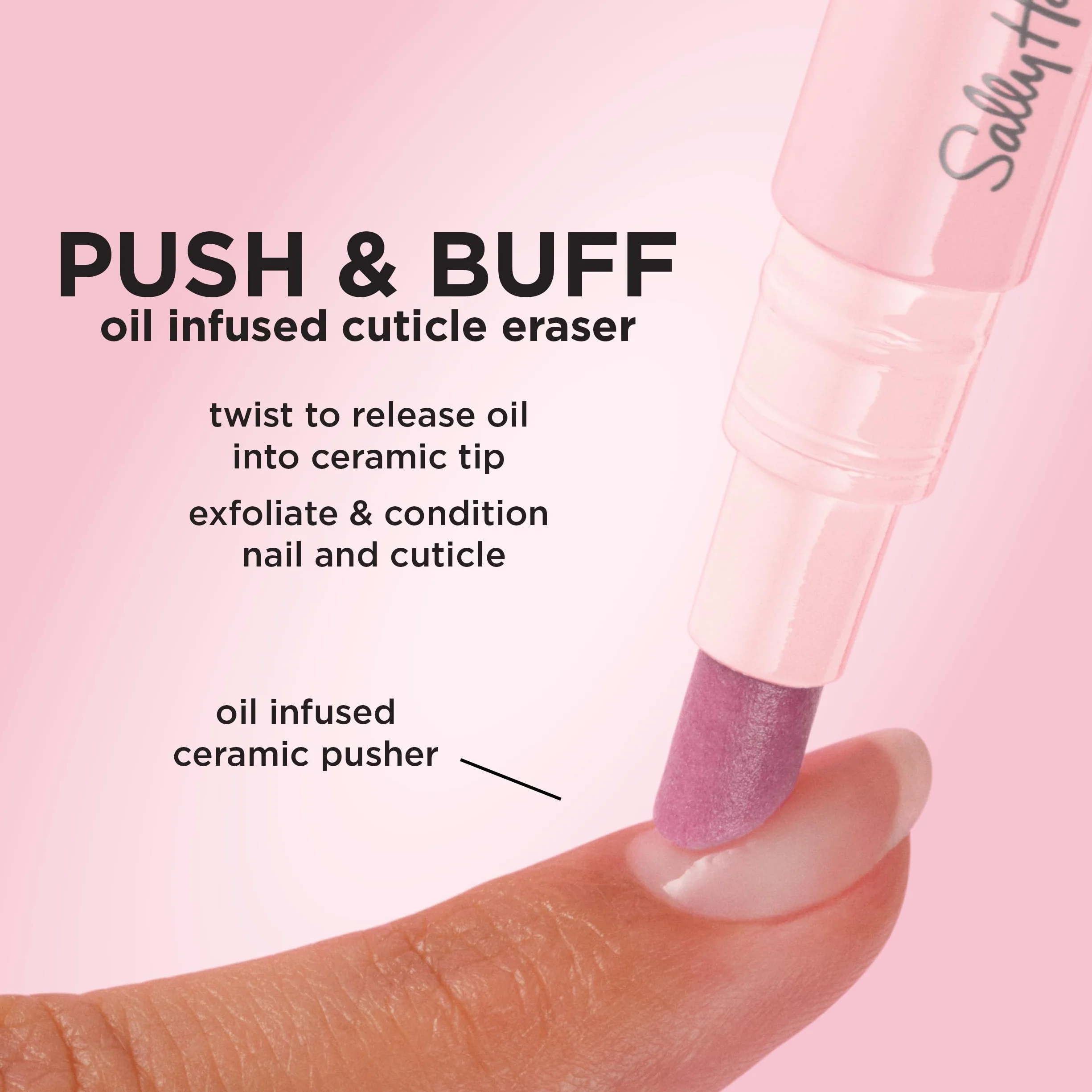 Sally Hansen Push & Buff 2-In-1 Pen, Rimuovi-cuticole, preparazione per manicure