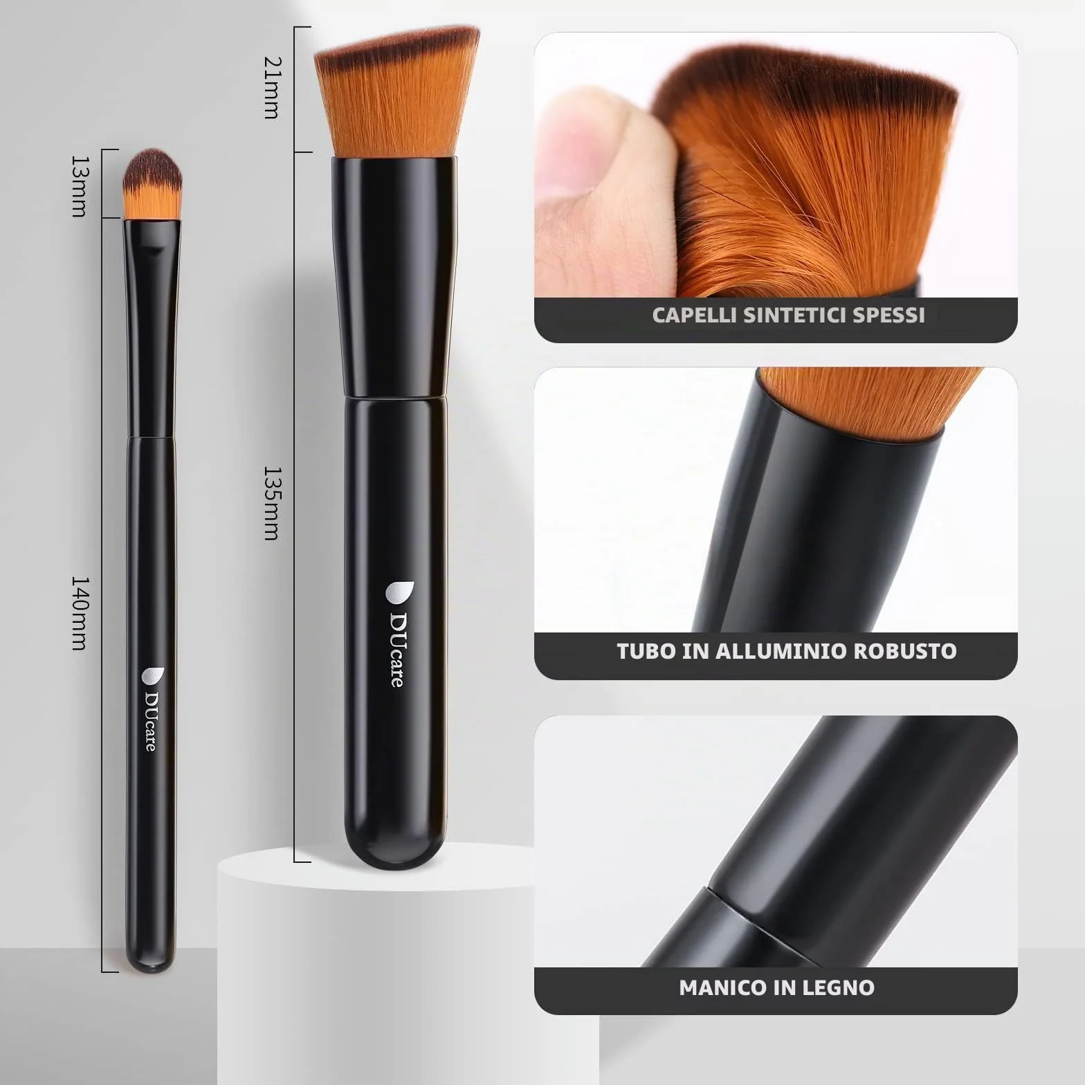 DUcare Pennello per fondotinta e pennello per correttore 2 pezzi -Pennello Fondotinta Liquido Trucco Cipria Pennello Kabuki professionale Perfetto Per Foundation, Polvere
