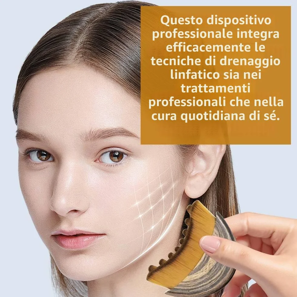 Spazzola per Drenaggio Linfatico Viso - Spazzola Viso a Secco con Setole Morbide, Design Ergonomico con Custodia