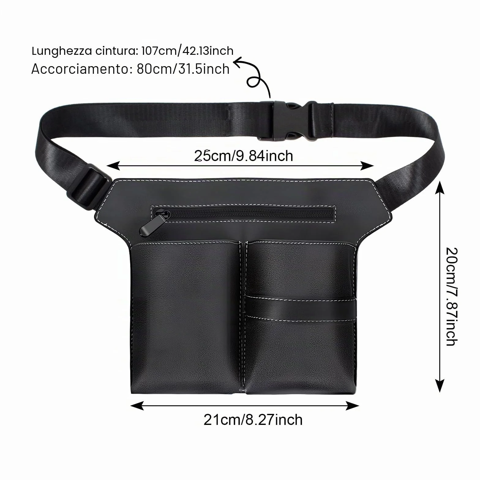 Borsa per forbici da parrucchiere, in pelle PU, marsupio con cintura, forbici professionali e fondina per pettine, borsa porta attrezzi da parrucchiere, per saloni, spa e parrucchieri