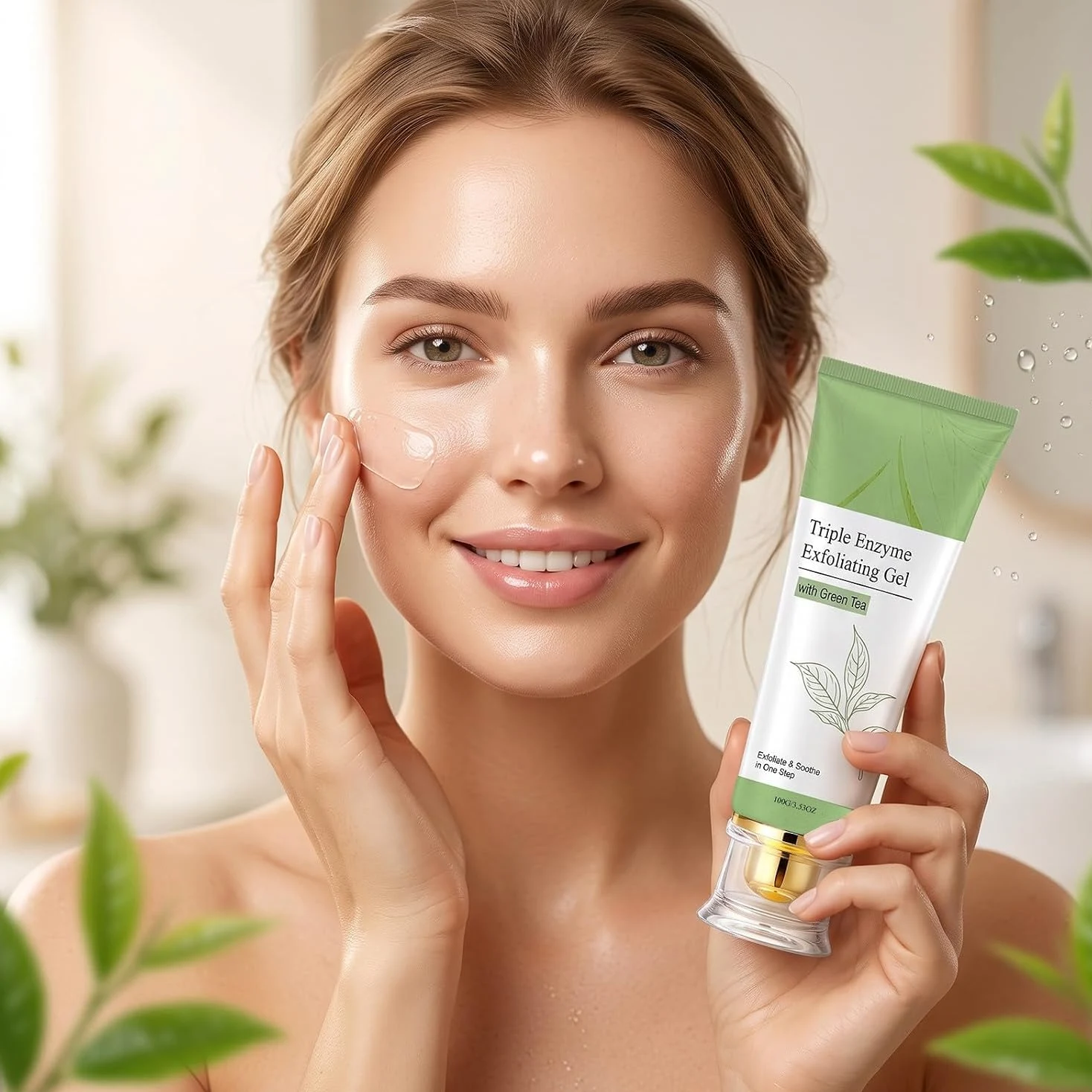 Gel esfoliante a triplo enzima con tè verde, rimuove le cellule morte, esfoliante viso per pori profondi, esfoliante viso delicato per uomo e donna