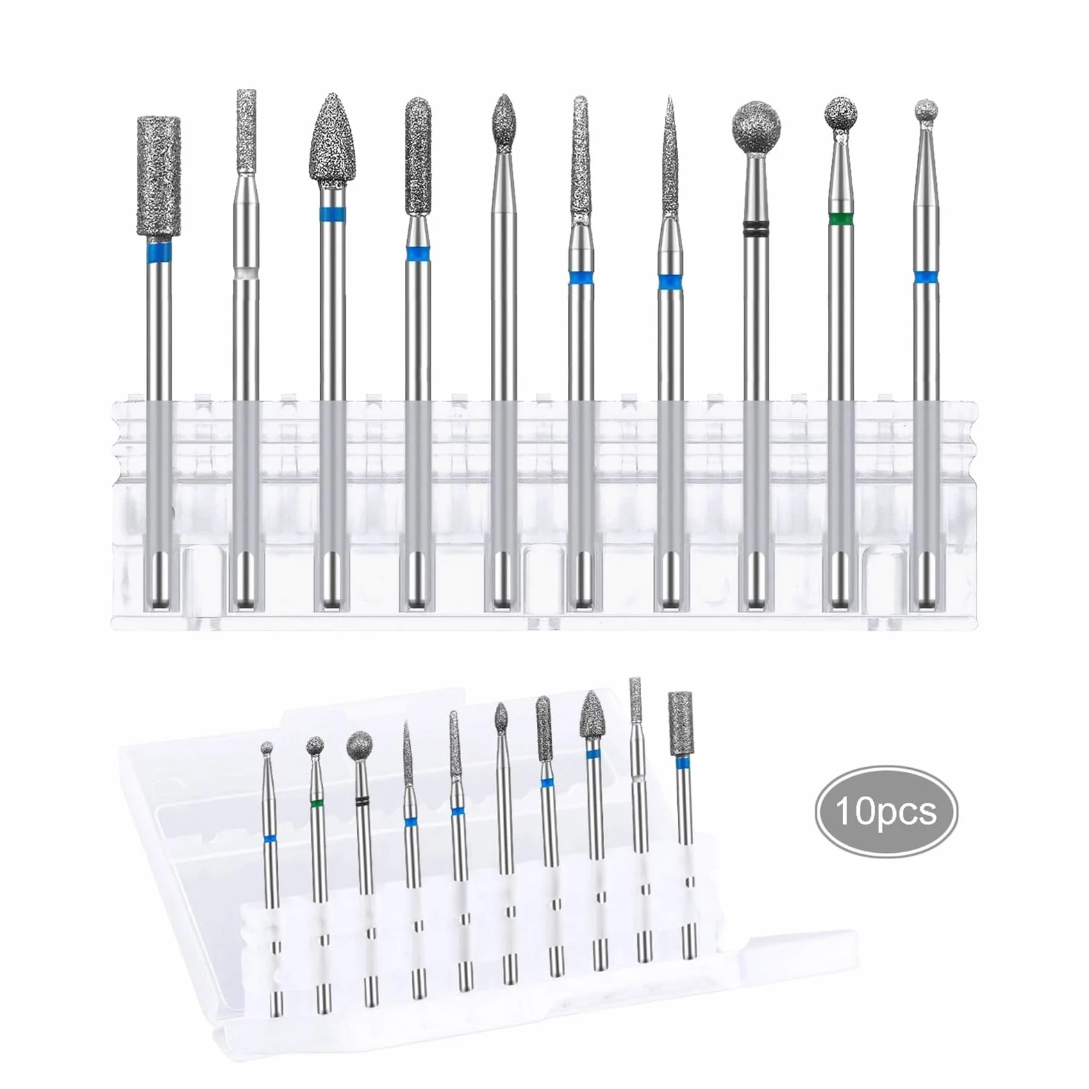 10 Pezzi Punte Fresa Unghie,Punta da Trapano per Fresa Manicure Elettrica Professionale Accessori per Lucidatura,Rimozione Gel, Pelle Morta, Strumenti per Manicure (03)