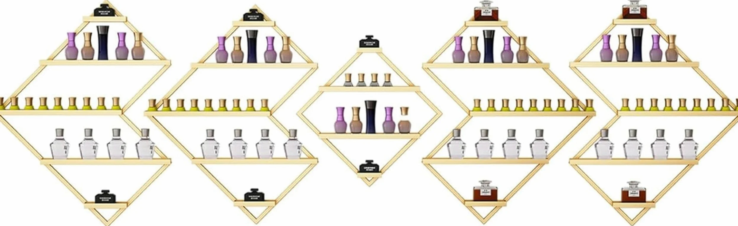 5 Confezioni di Porta Smalto in Metallo per Salone di Bellezza, Porta Smalto da Parete in Metallo Irregolare, Porta Trucchi, Rossetti, profumi, mensole da Parete per Centri Benessere, Centri