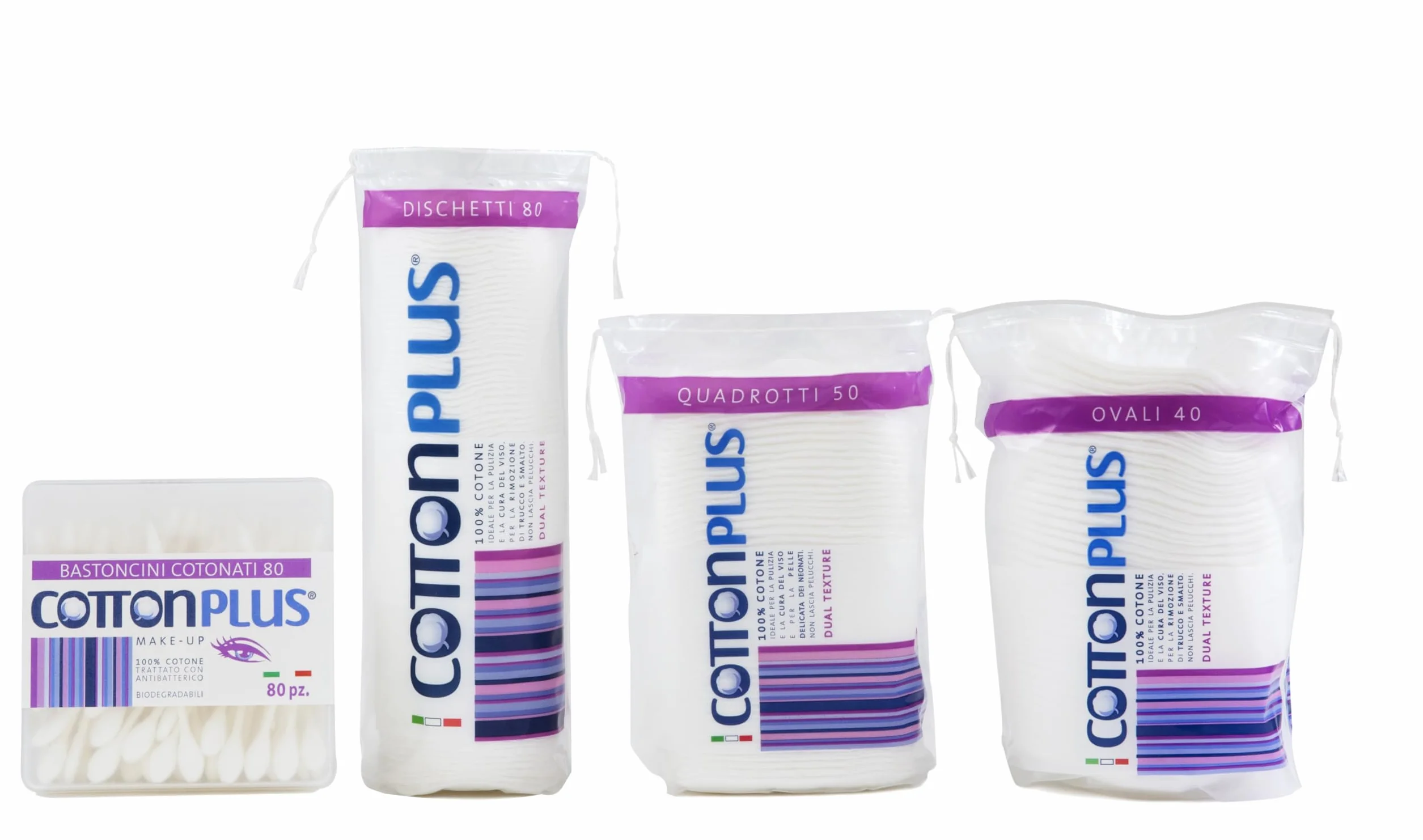 Cotton Plus OVALI 40 pz. - LINEA BEAUTY | OVALI 100% PURO COTONE | Dischetti struccanti per la pulizia del viso soffici e resistenti.