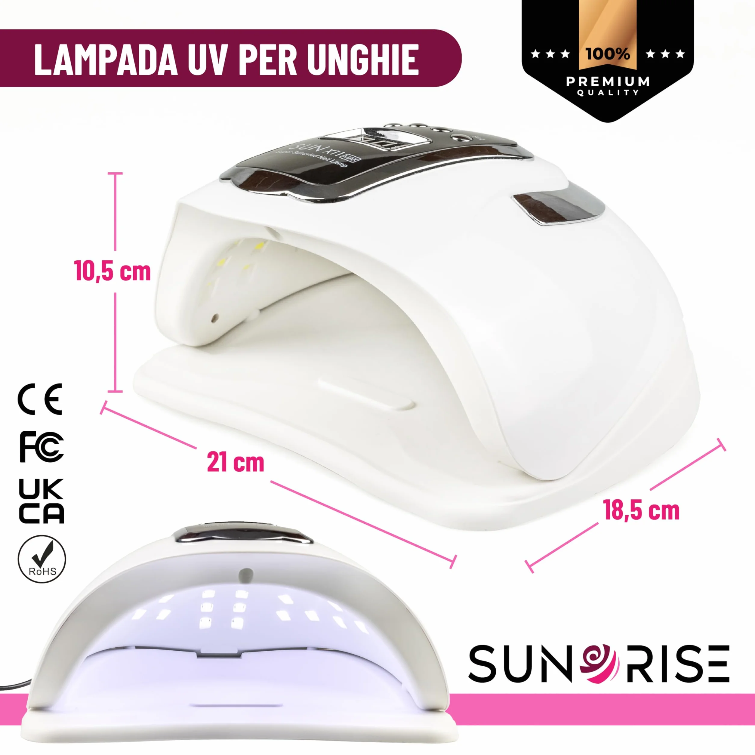 Lampada UV LED Unghie 48W/220W 5 Timer Display 45 LED Sensore Professionale Portatile per Nail Art Smalto Gel Acrygel Polygel