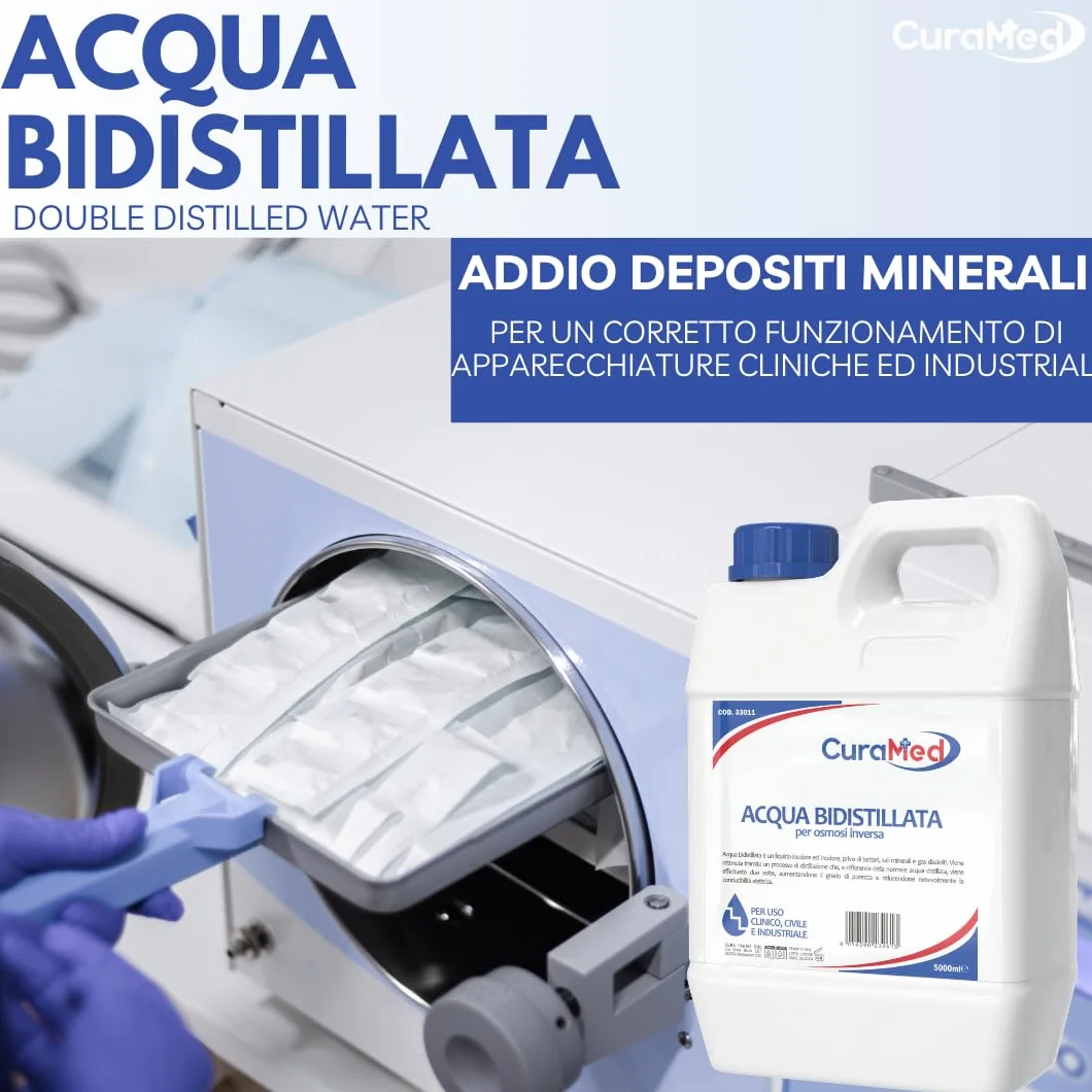 Cura Farma Acqua Bidistillata 5lt Tappo A Vite Sigillo di Sicurezza Originale