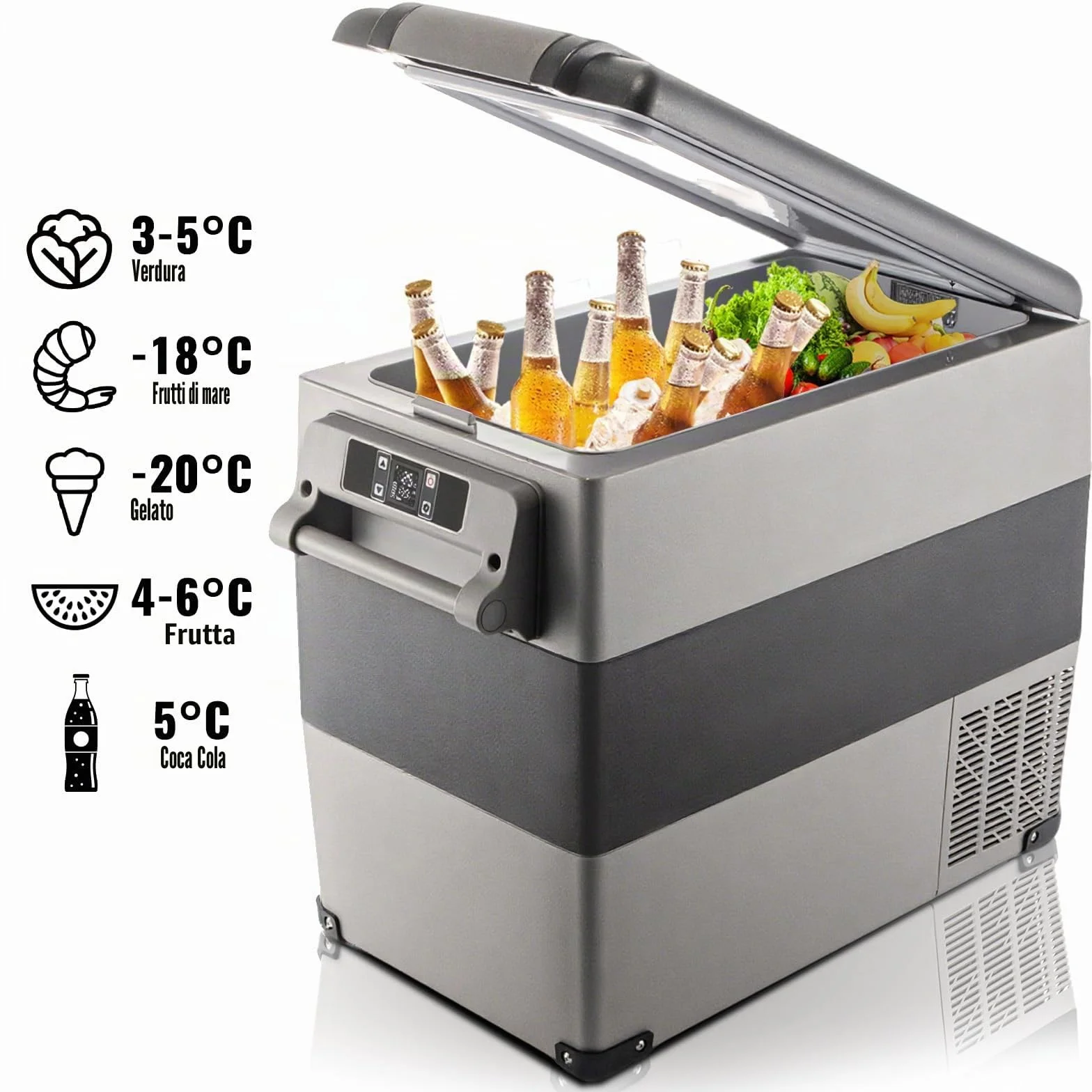 VEVOR Frigorifero Portatile 55L con Schermo LCD, Congelatore da Campeggio Controllo APP