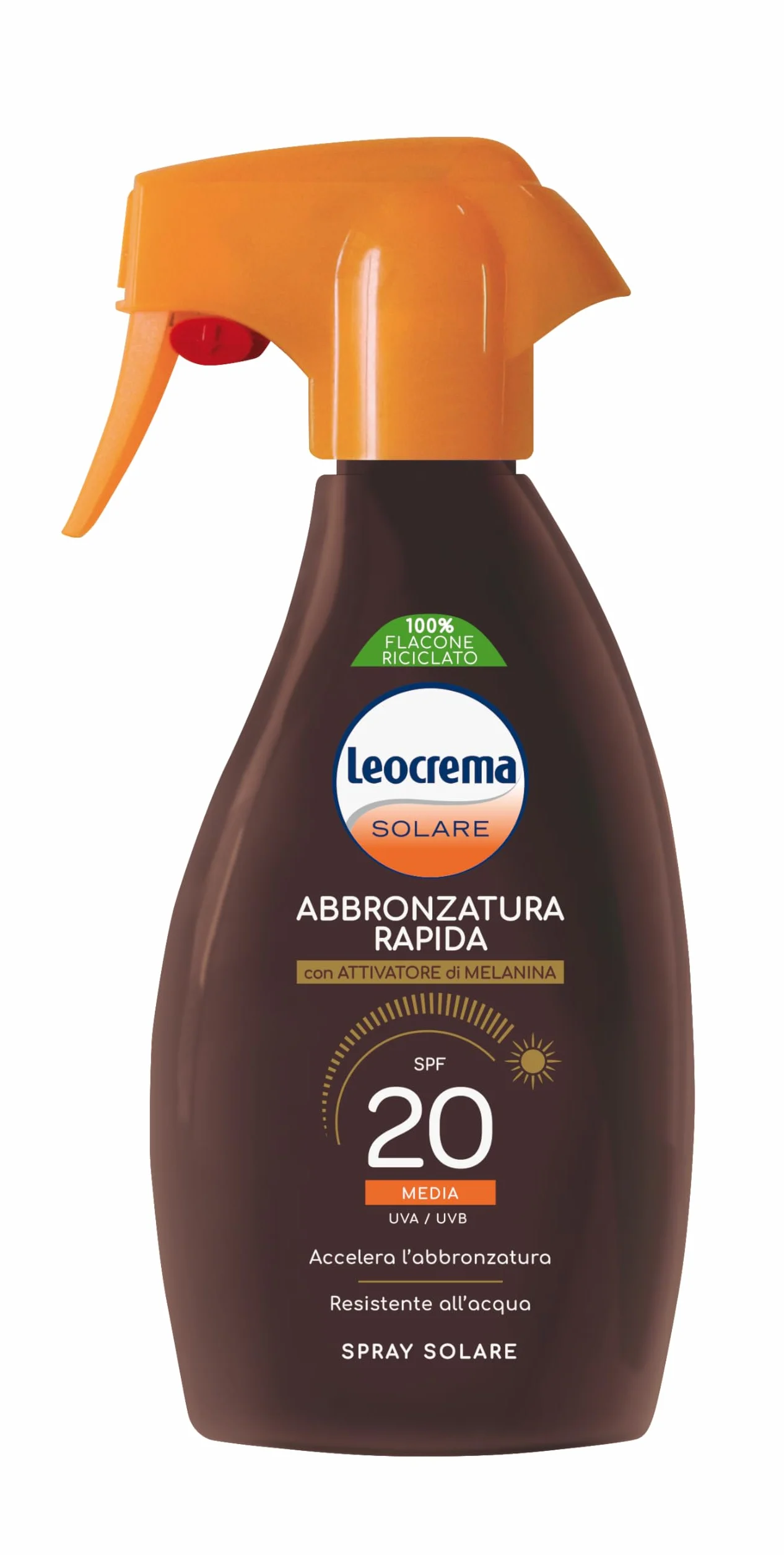 Leocrema Crema Solare Abbronzante Spray SPF 20 250ml Attivatore Melanina Resistente Acqua