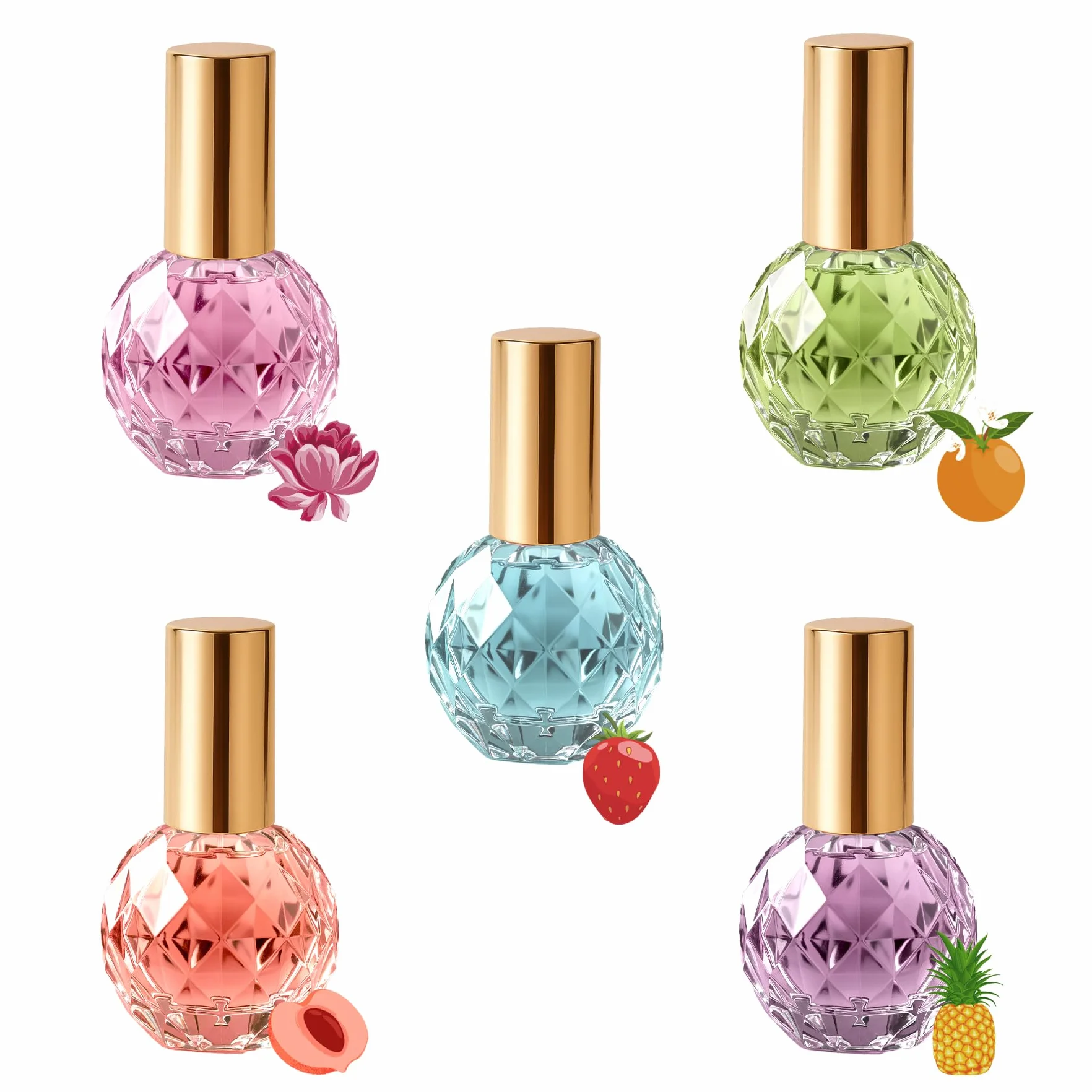 Set di Body Mist Ragazze Scents of Wishes 5 Flaconi Vetro Forma Diamante Profumi Esclusivi Bacche Frutti Agrumi Tropicale Floreale