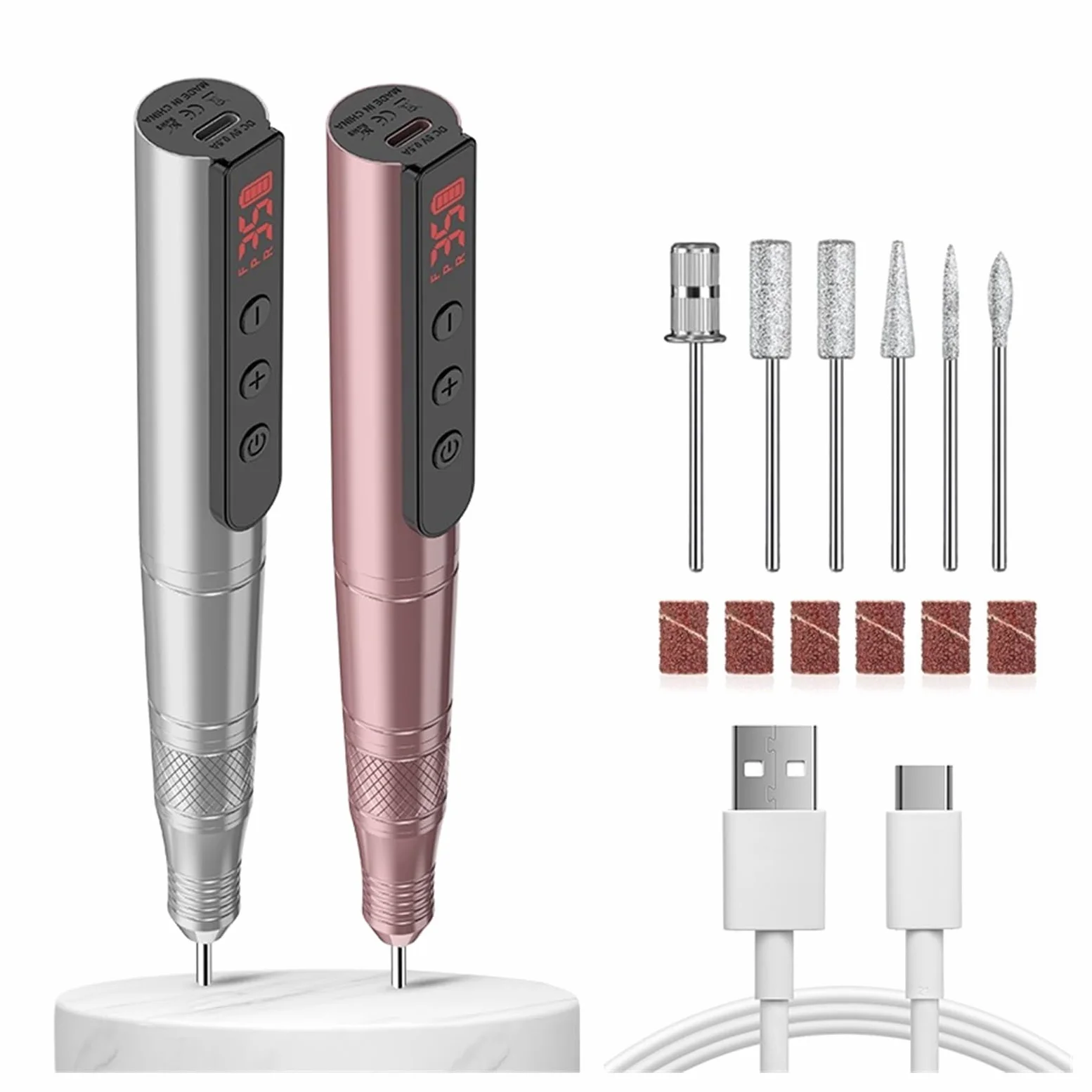 Fresa per Unghie, Trapano elettrico for unghie 35000 RPM for smalto gel for unghie in acrilico, accessori e strumenti for unghie for tornio professionale(White)