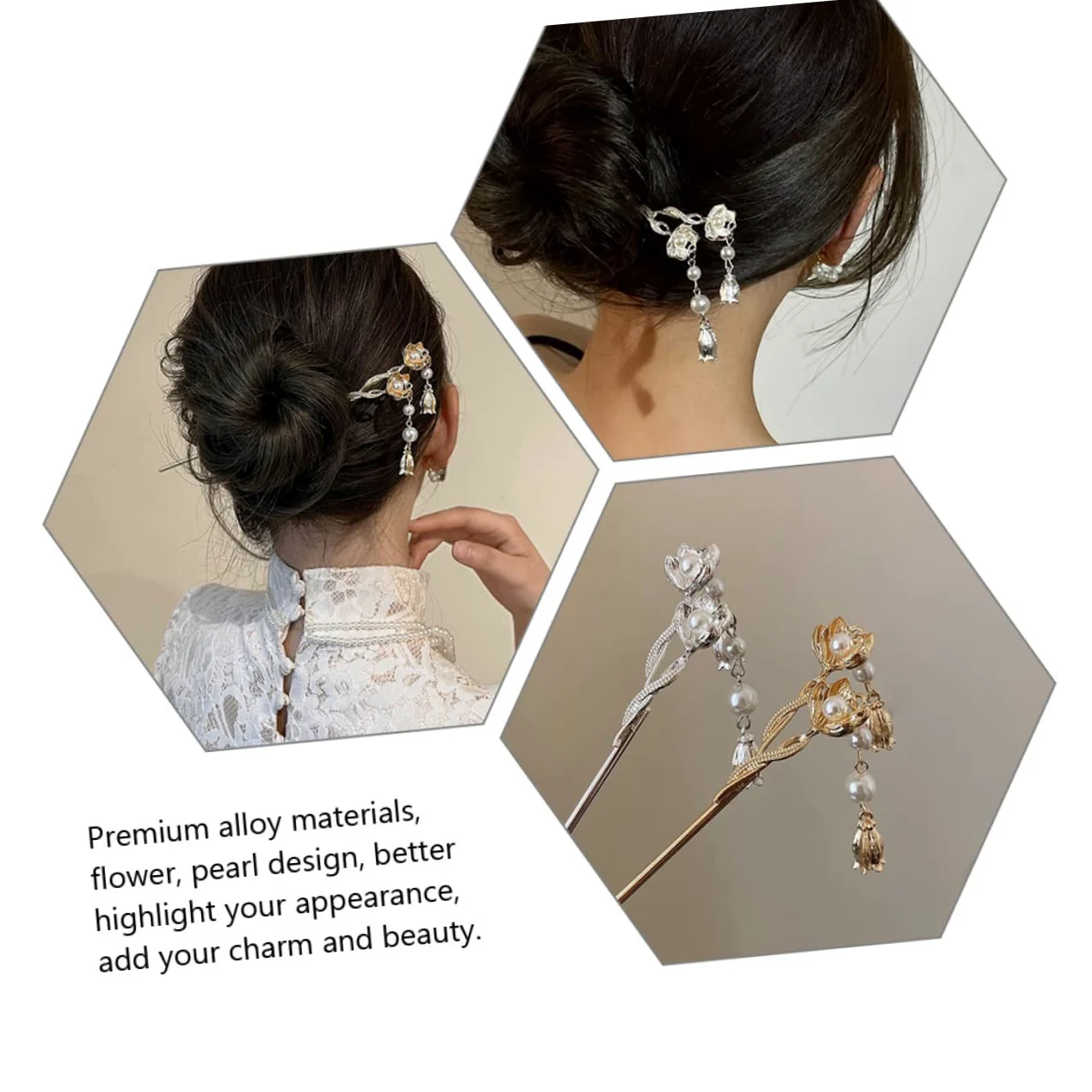 minkissy 10pezzi Forcine Per Stile Cinese Con Fiori e Perle Eleganti Accessori Per Acconciature Sposa e Bun Per Donne e Ragazze