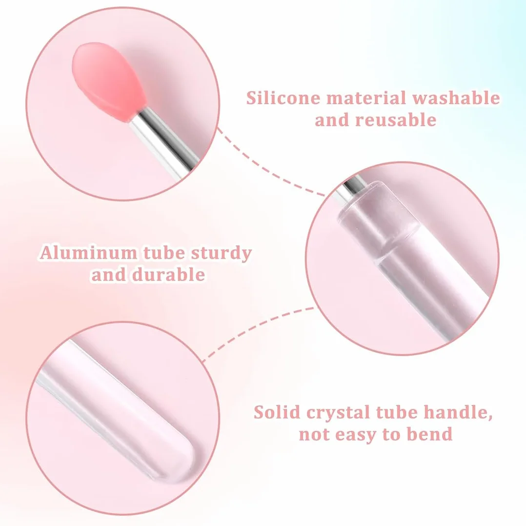 6pc Pennelli Morbidi per Labbra, Applicatori in Silicone, per labbra applicatori, per labbra per la cura delle labbra, Ideali per Rossetto e Cosmetici, Bacchette Riutilizzabili per Makeup Labbra