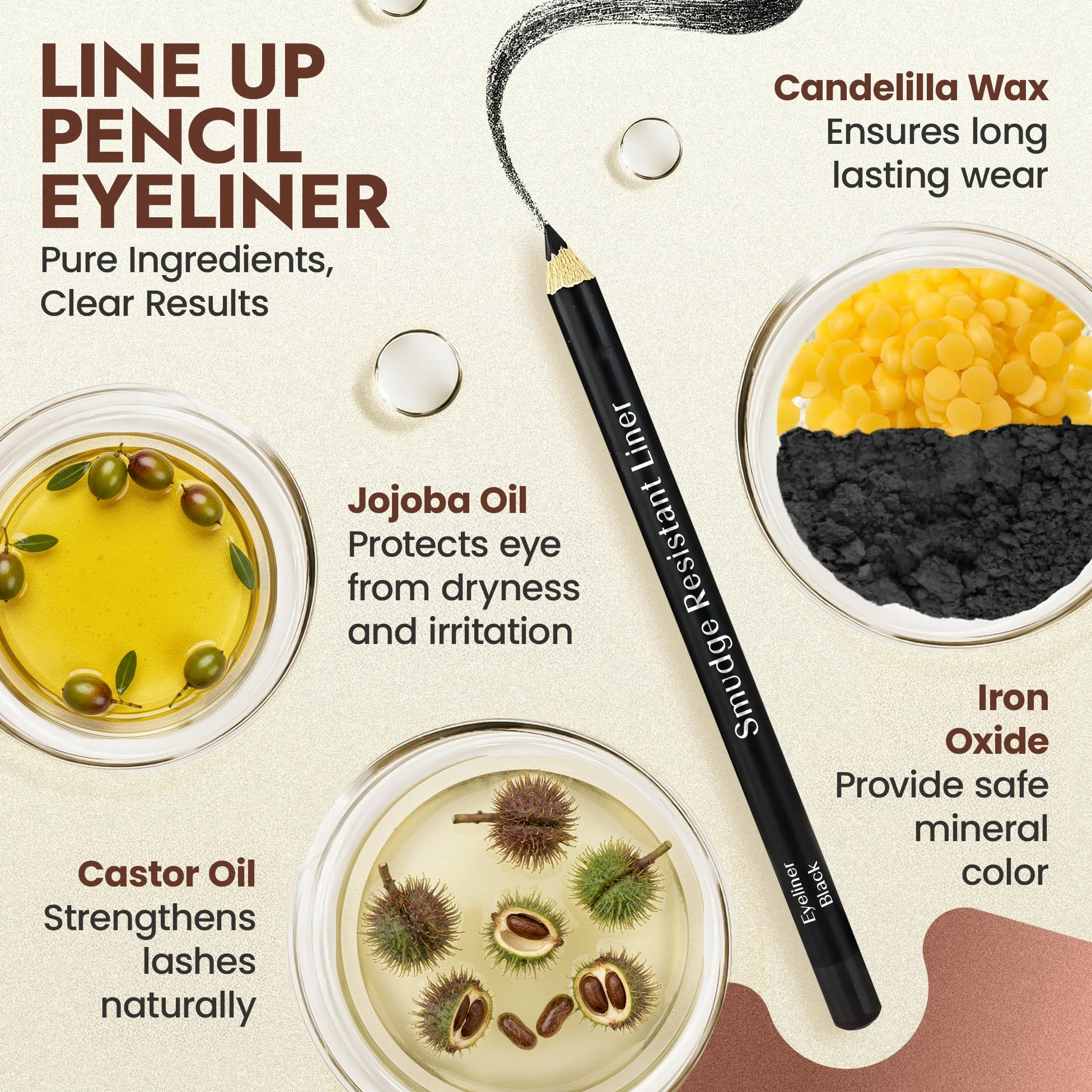 BaeBlu Matite eyeliner ipoallergeniche, marrone