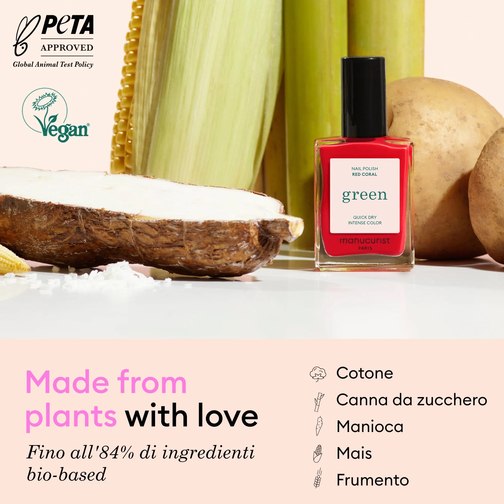 Manucurist Green Smalto Unghie Milky Pink Rosa Lattiginoso Smalti per Unghie Classico Vegano Biologico 80% Manicure Professionale