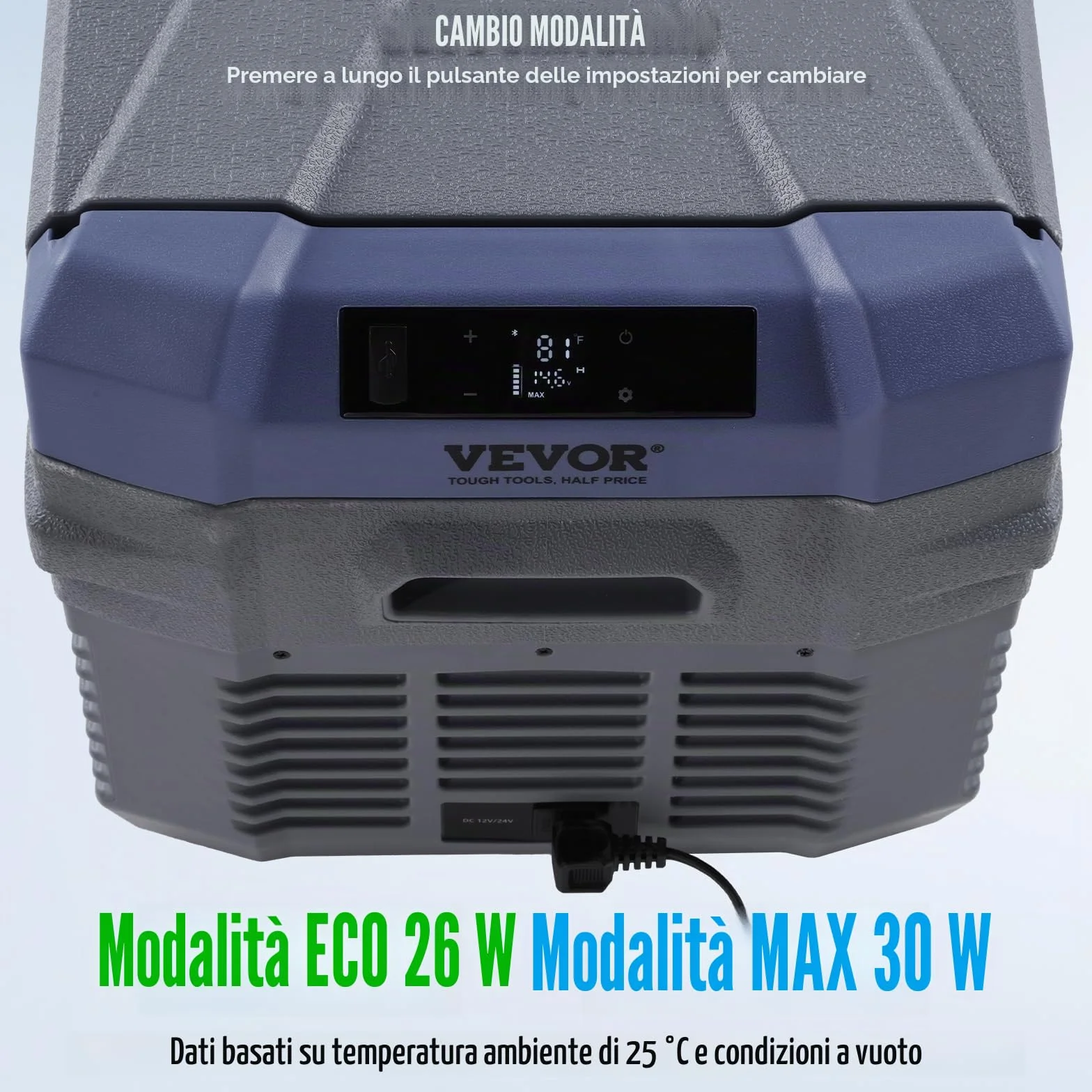 VEVOR Frigorifero per Auto 12V 30L Congelatore Portatile Compressore -20~20℃