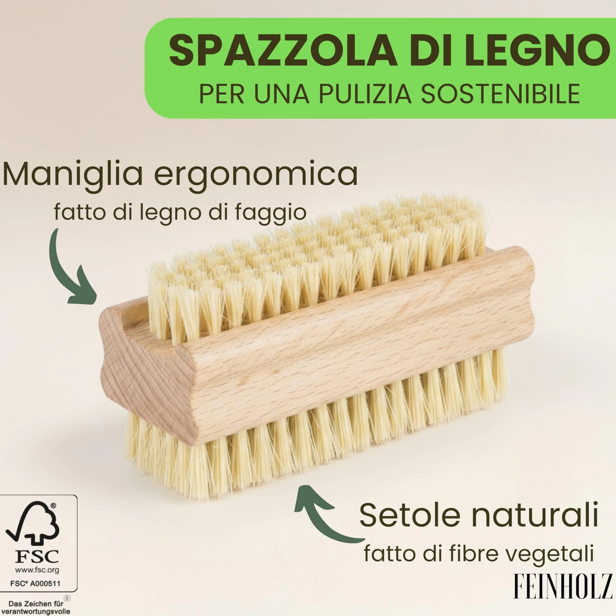 Spazzole per unghie mani 3 pezzi igiene pulizia manicure