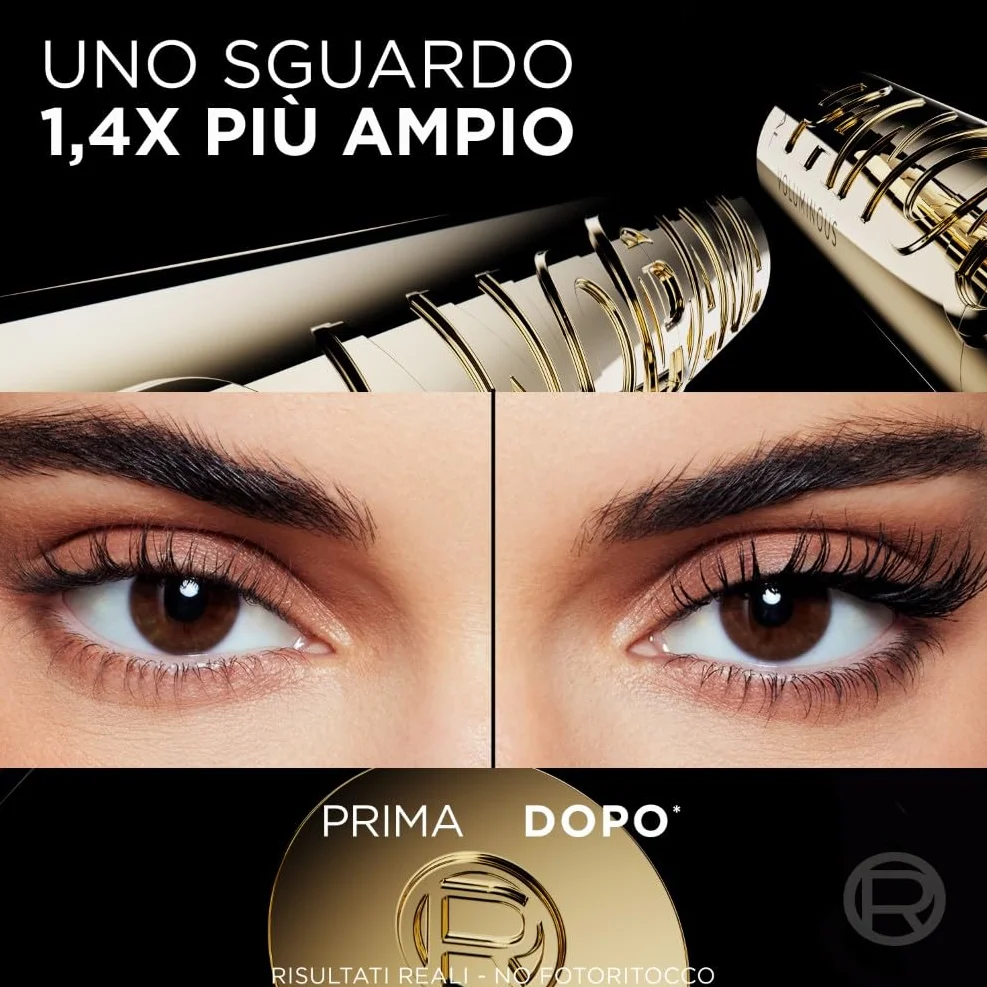 L'Oréal Paris Mascara Volumizzante Panorama by Volume Million Lashes, Nero, 5% Stretchflex Complex, Adatto a Occhi Sensibili