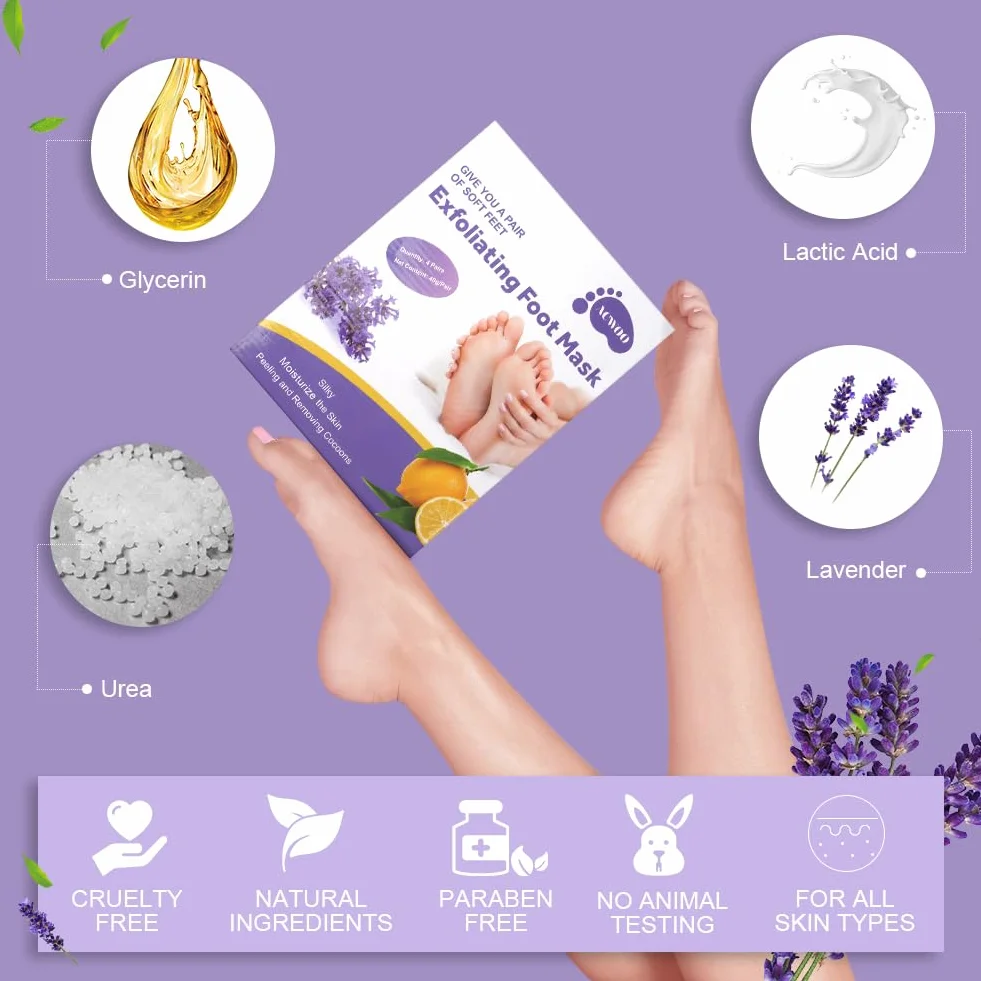 ACWOO Maschera Piedi Esfoliante, 4 paia Maschera Peeling Piedi， Maschera per Piedi Efficace Cura dei Piedi i Scrub Piedi, Maschera Esfoliante Rimozione calli e Pelle Morta piedi