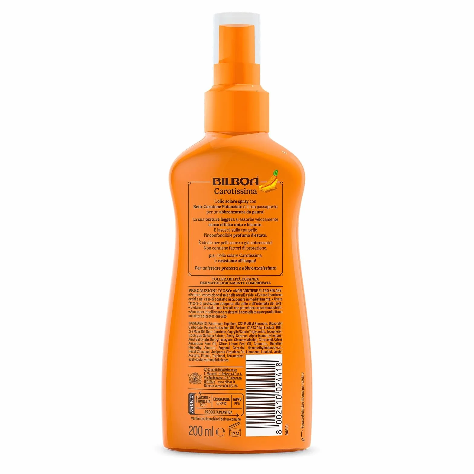 Bilboa Carotissima Olio Solare Spray Super Abbronzante 200 ml