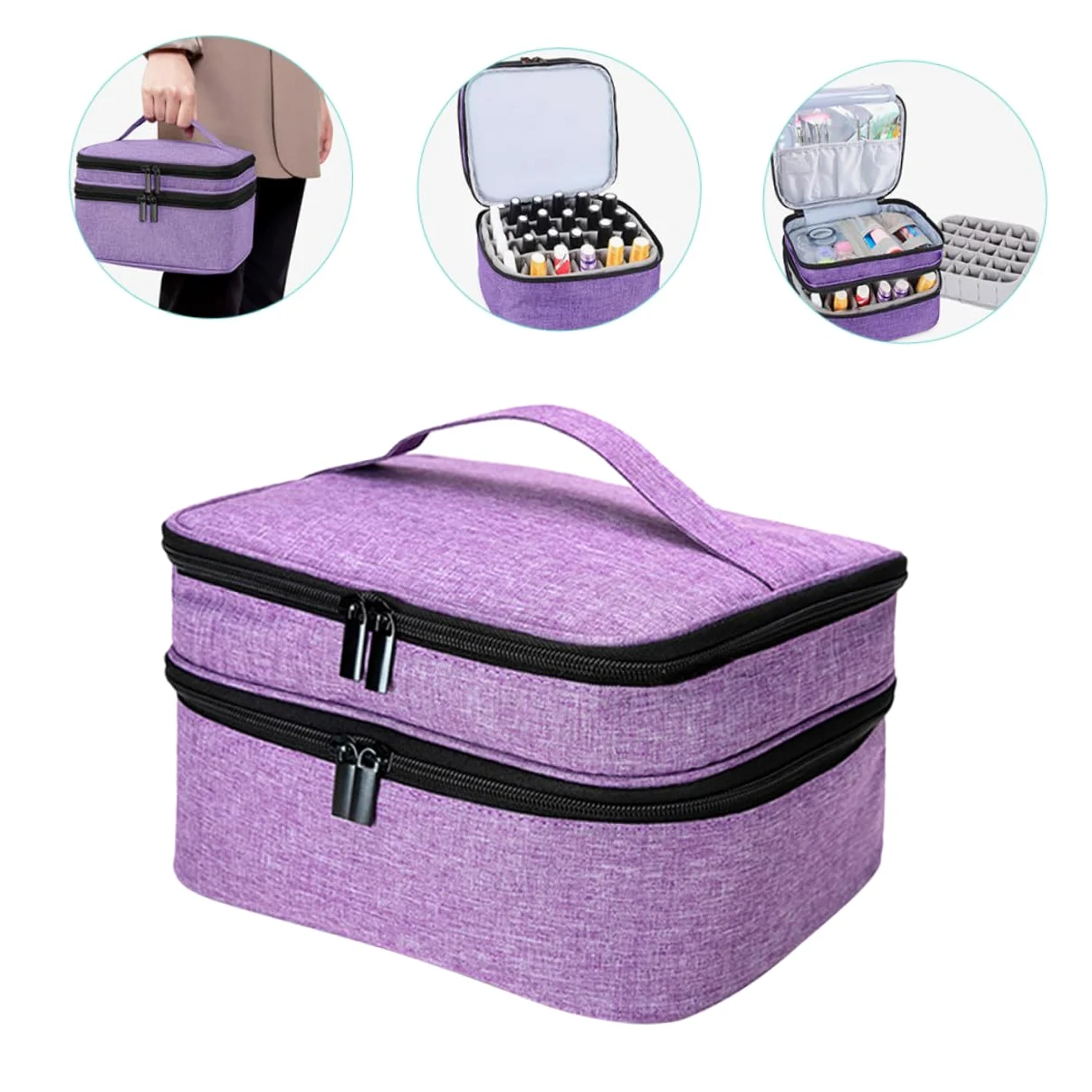 Homoyoyo Valigetta per Smalto Doppio Strato Custodia per Oli Essenziali Borsa Portaoggetti Portatile e Resistente per Trucco e Viaggi