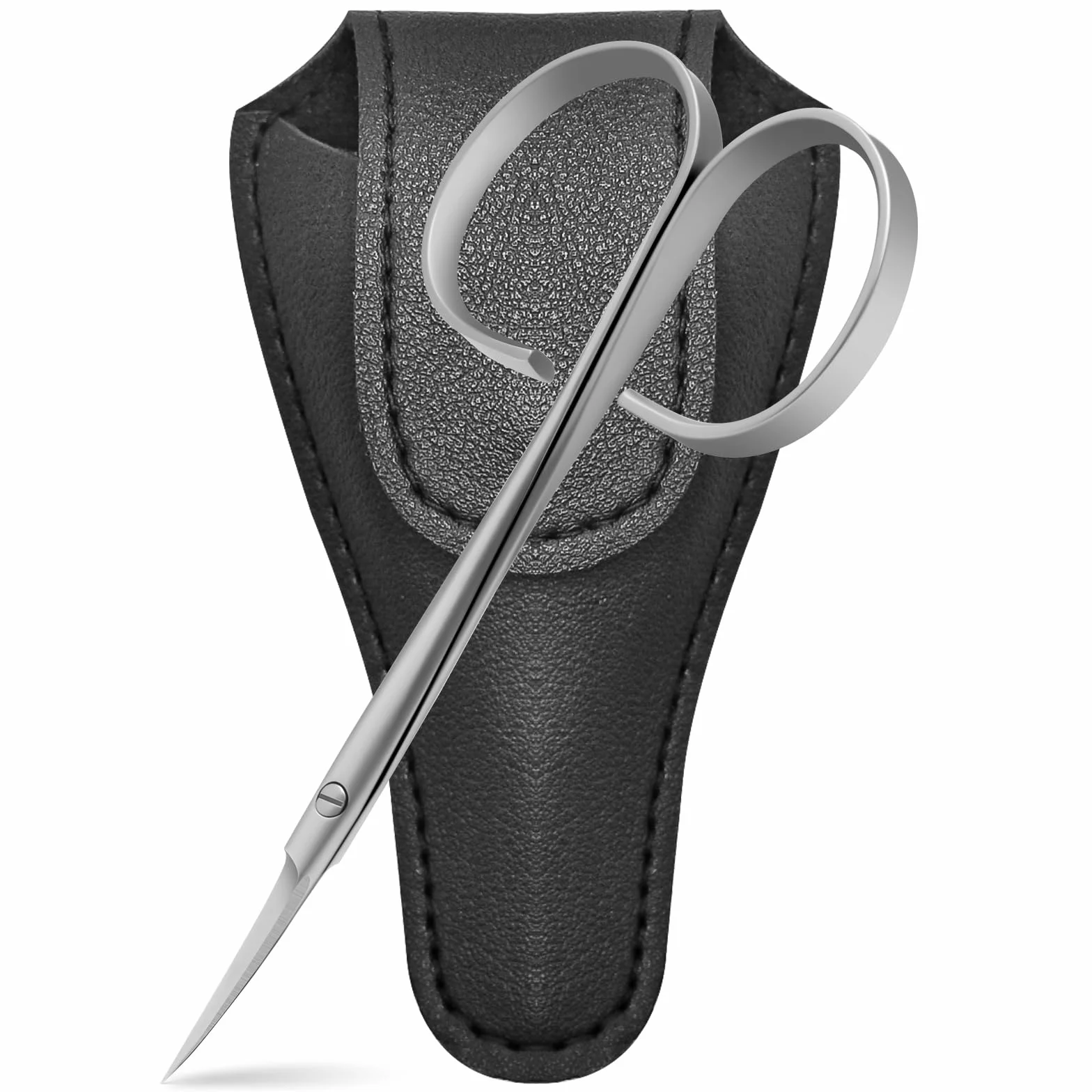 CGBE Forbici per Cuticole Professionale in Acciaio Inossidabile Lama Affilata Punta Curva con Borsa PU